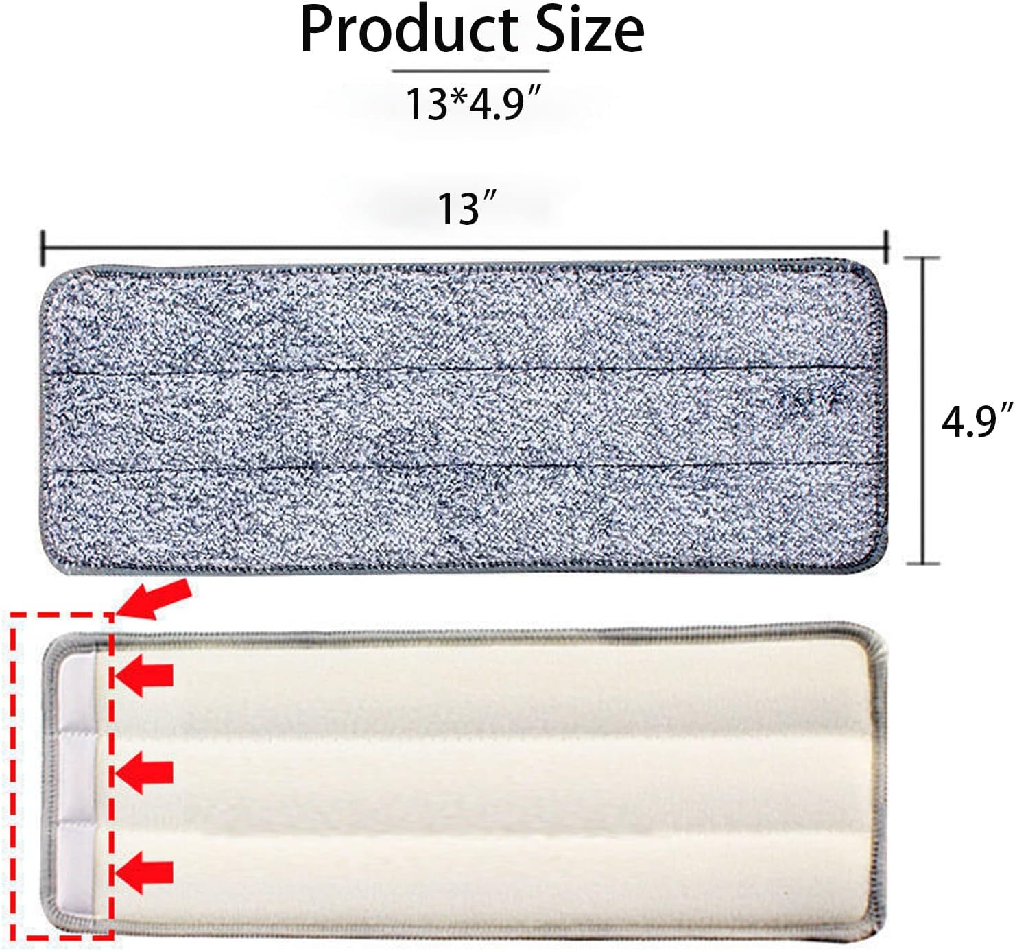 10-Pack 13-Inch Mop Heads for Microfiber Spray Mops