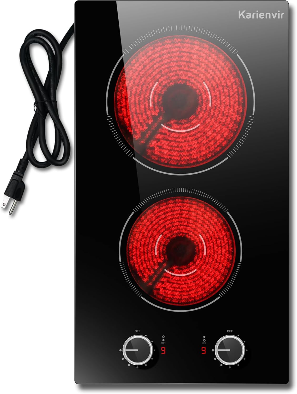 12-Inch Electric Cooktop 2 Burners CeramicsurfacePlug InEasy to Use