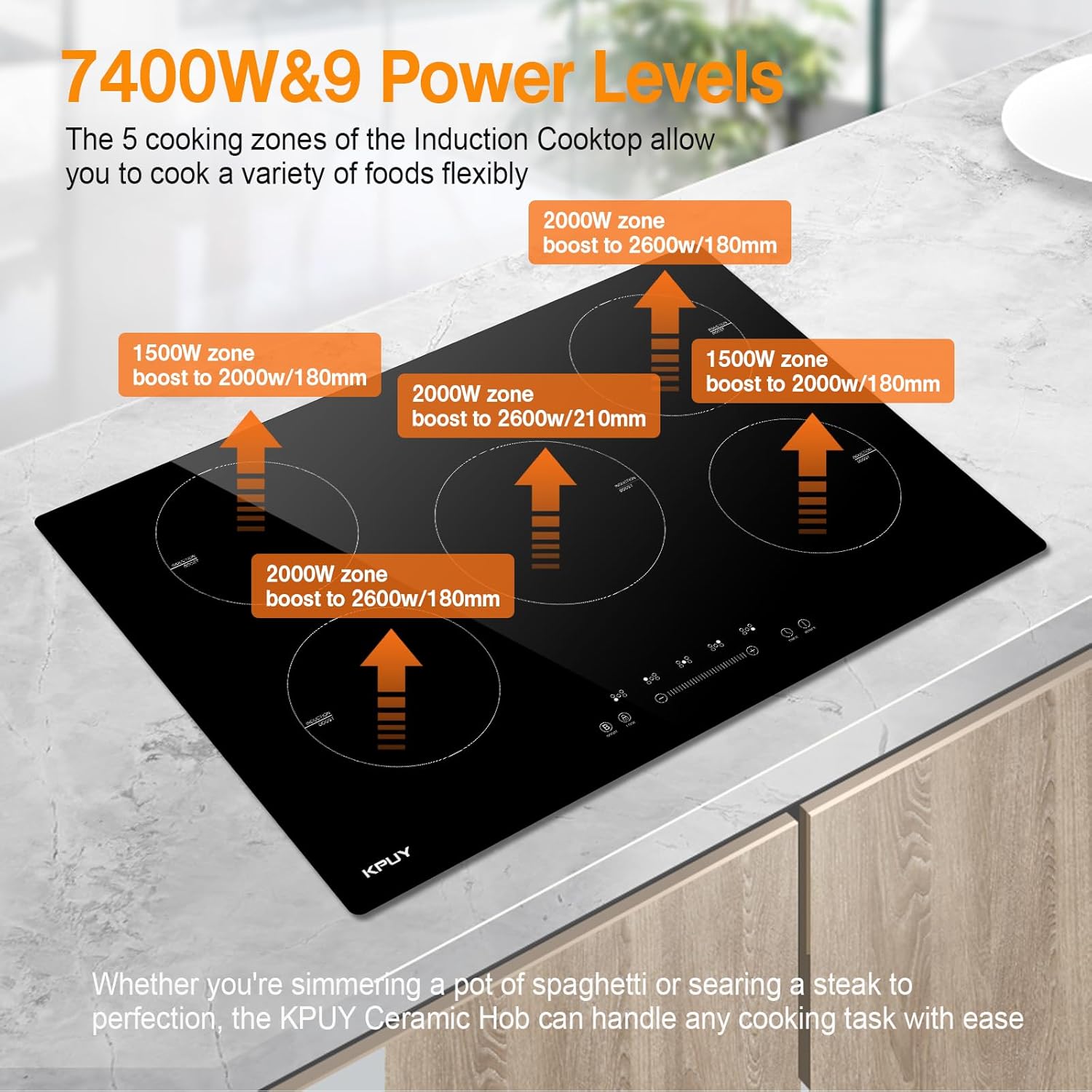 KPUY 5-Burner Electric Induction Cooktop with Timer