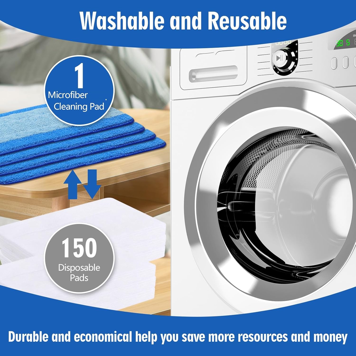 Gazeer 8-Pack Microfiber Mop Pad Set Easy to Use