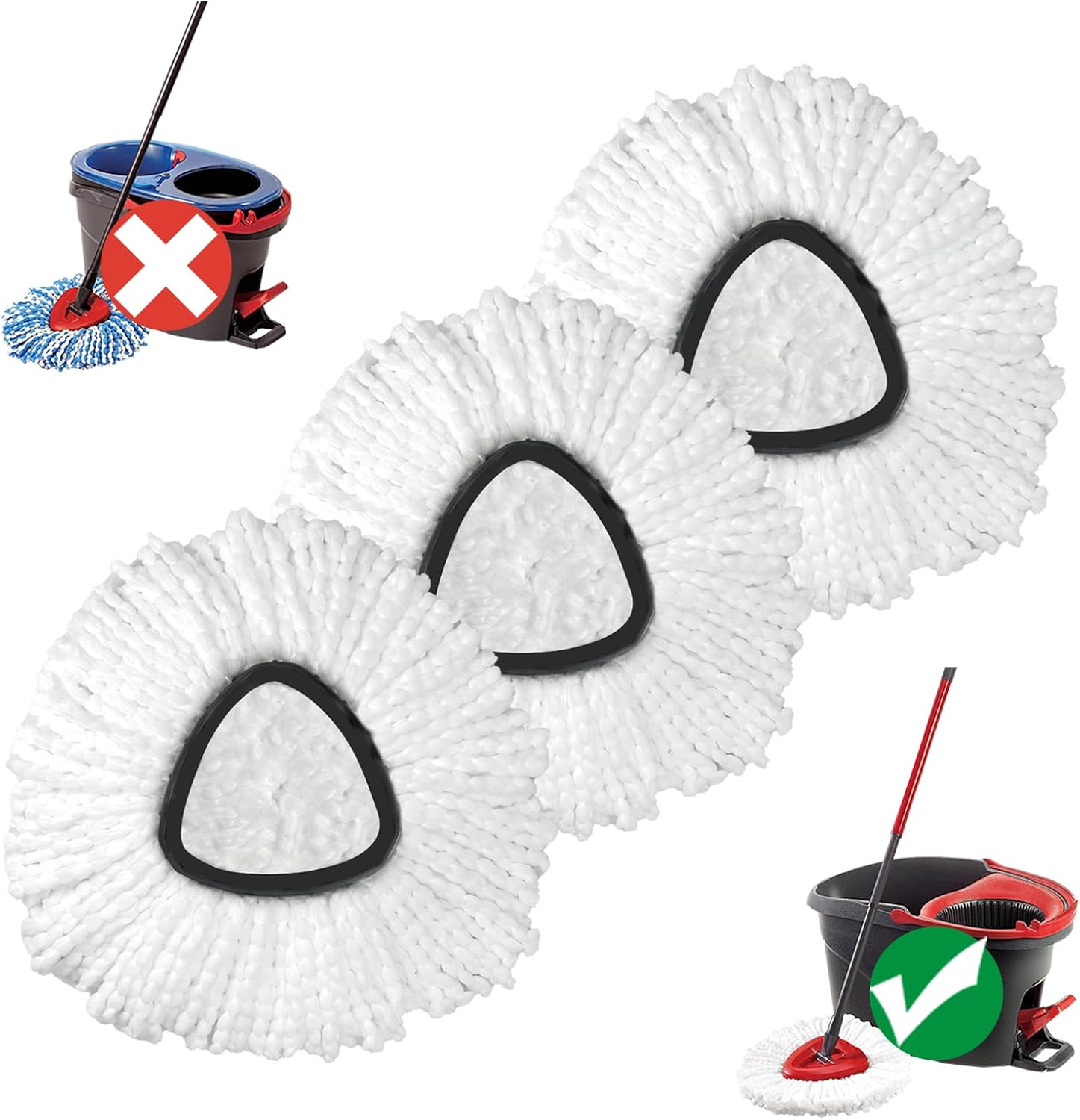3-Piece Premium Microfiber Mop Replace Head EasyWring 1-Tank System Machine Washable