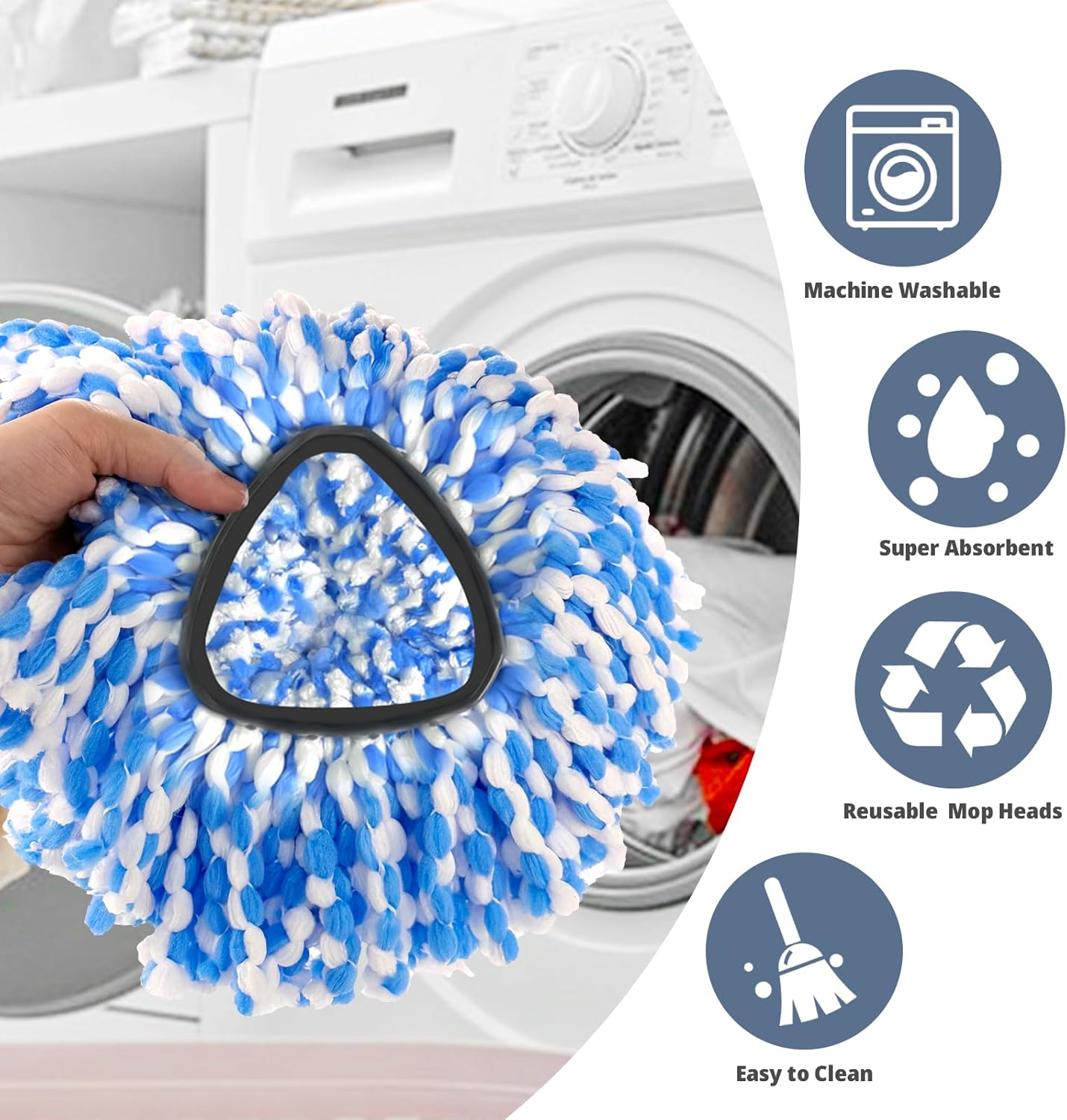 3-Pack Spin Mop Heads Deep Cleaning Machine Washable