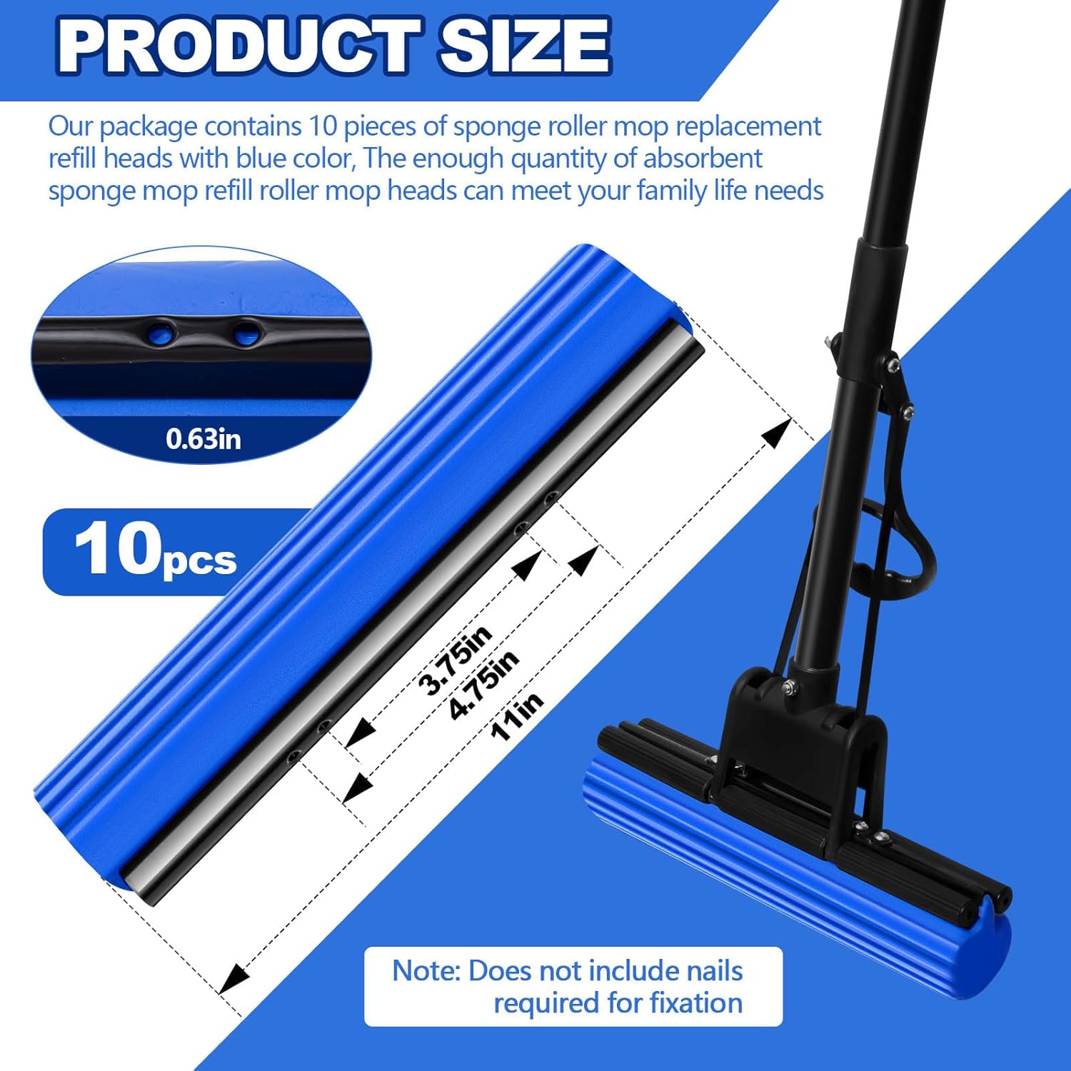 10 Pcs PVA Sponge Mop Heads