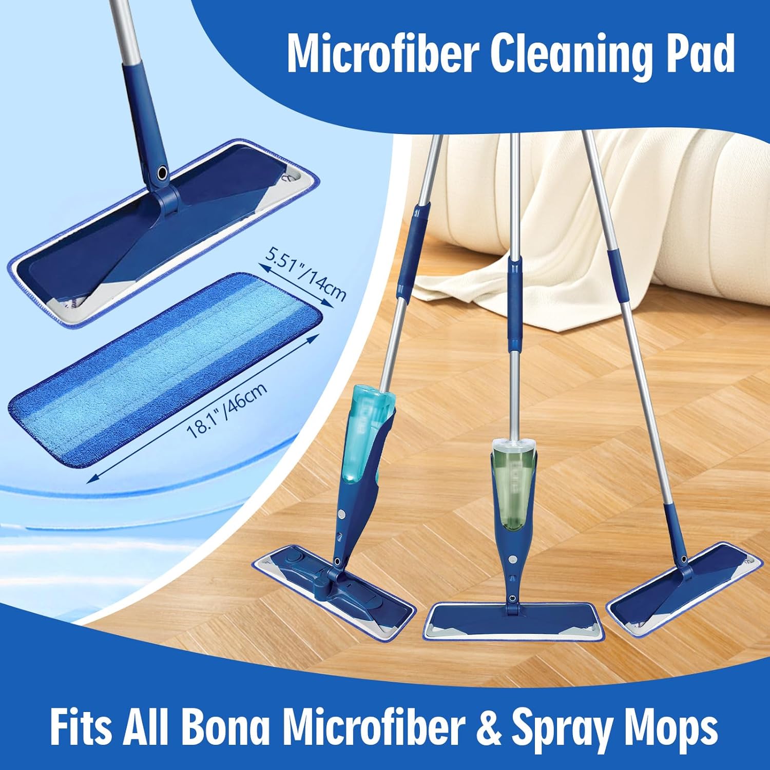 Gazeer 8-Pack Microfiber Mop Pad Set Easy to Use
