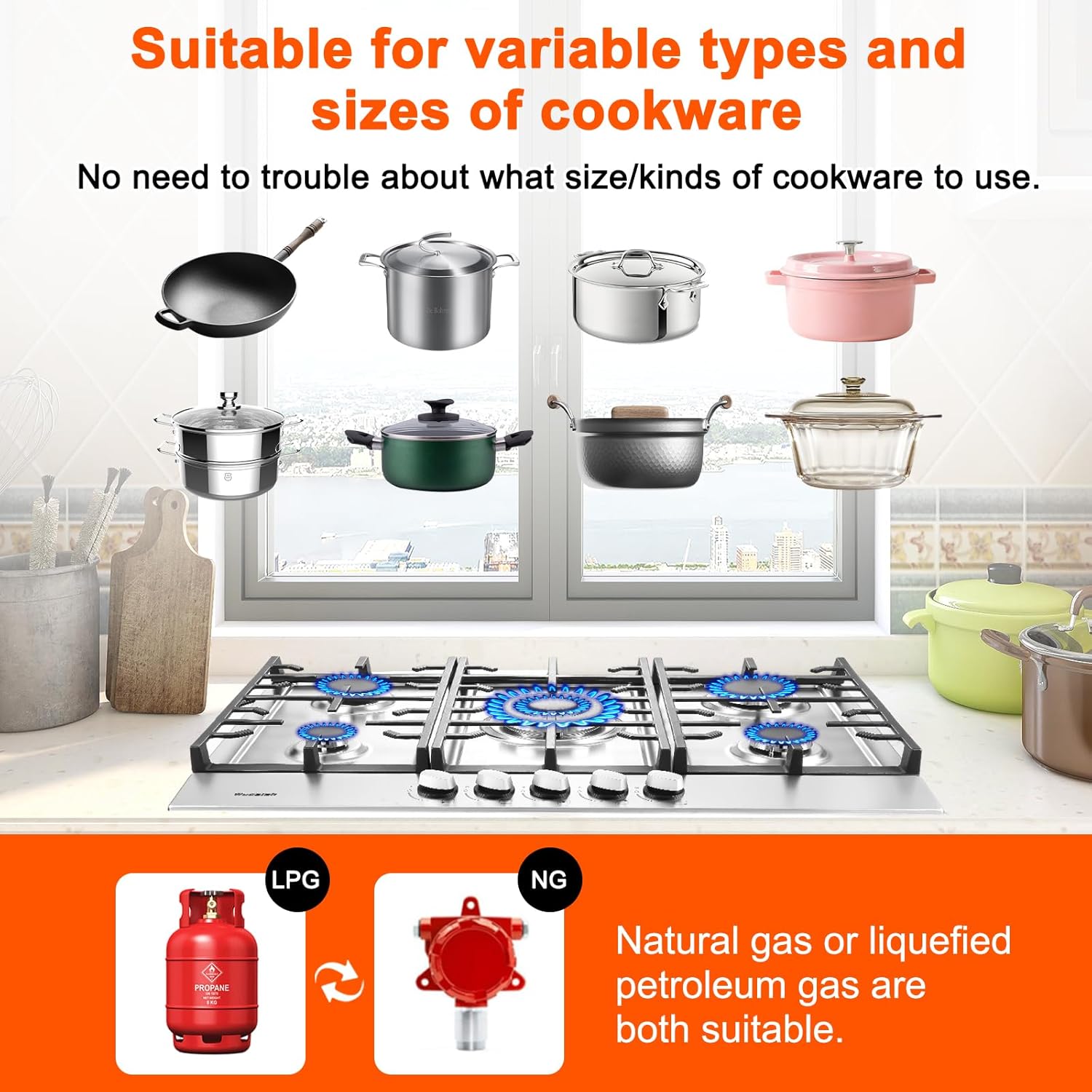 30 inch built-in gas stove top for modern kitchen