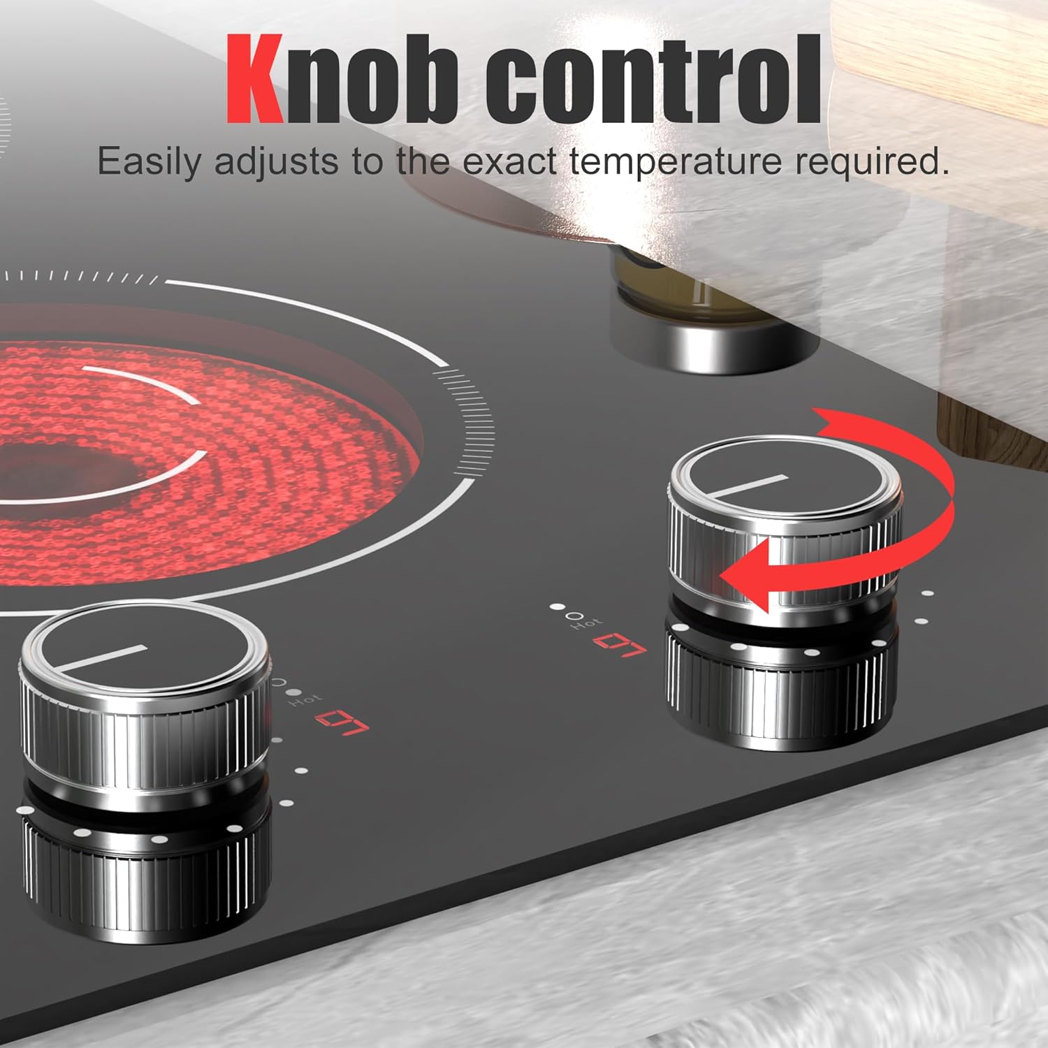 12-Inch Electric Cooktop 2 Burners CeramicsurfacePlug InEasy to Use