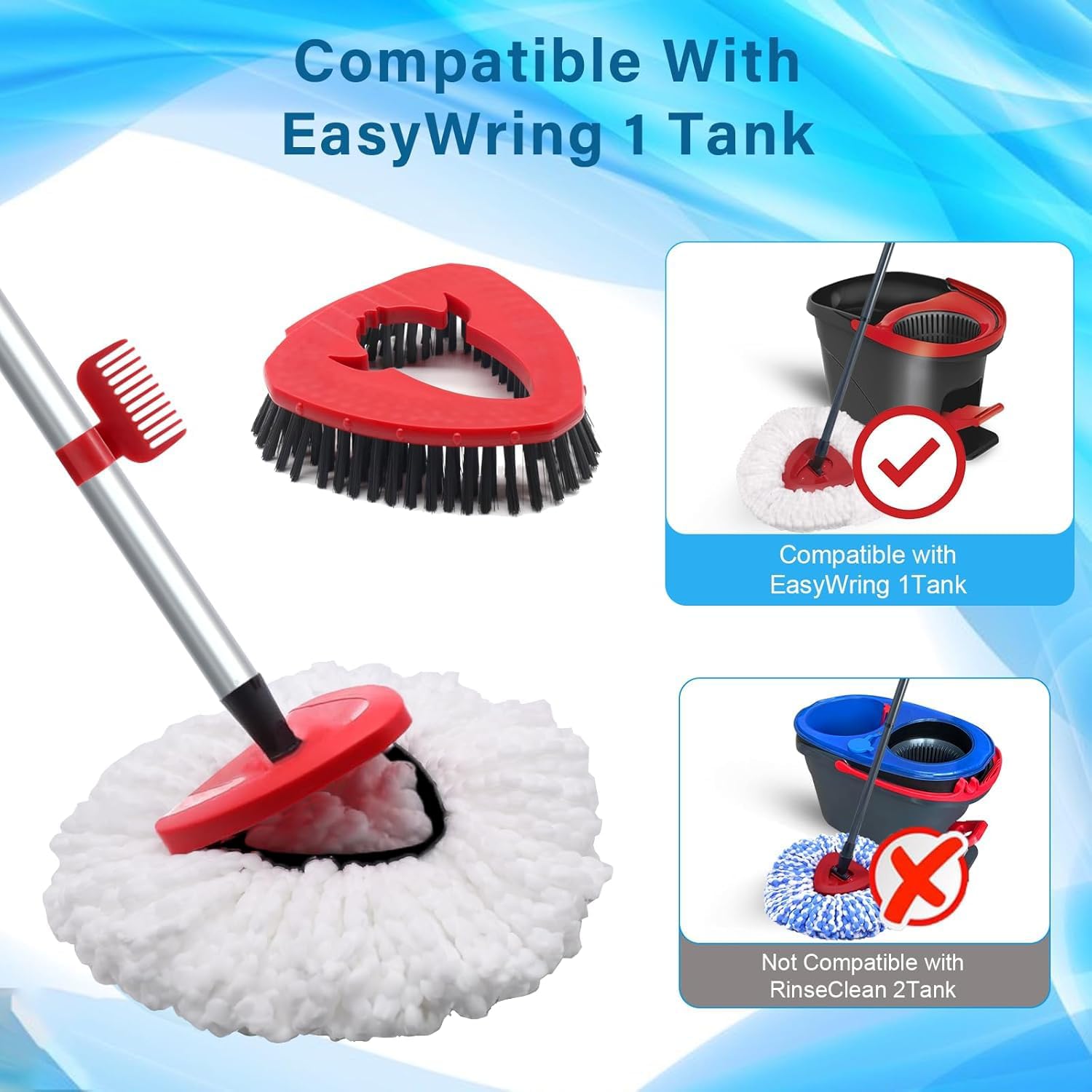 Replacement Heads and Brush Set for O Cedar EasyWring Mop System
