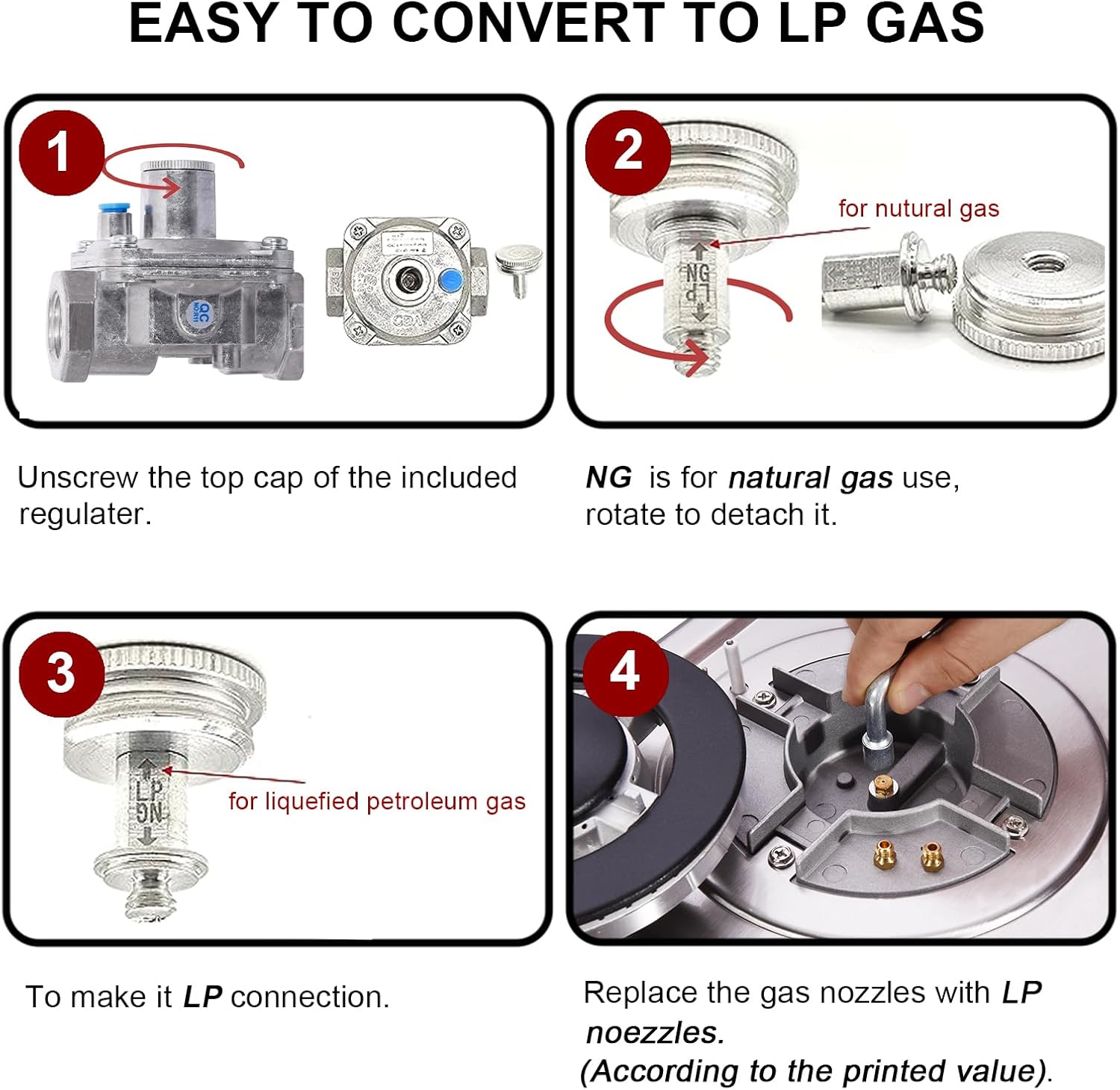 5-Burner Gas Cooktop High Power Dual Fuel with Thermocouple Protection