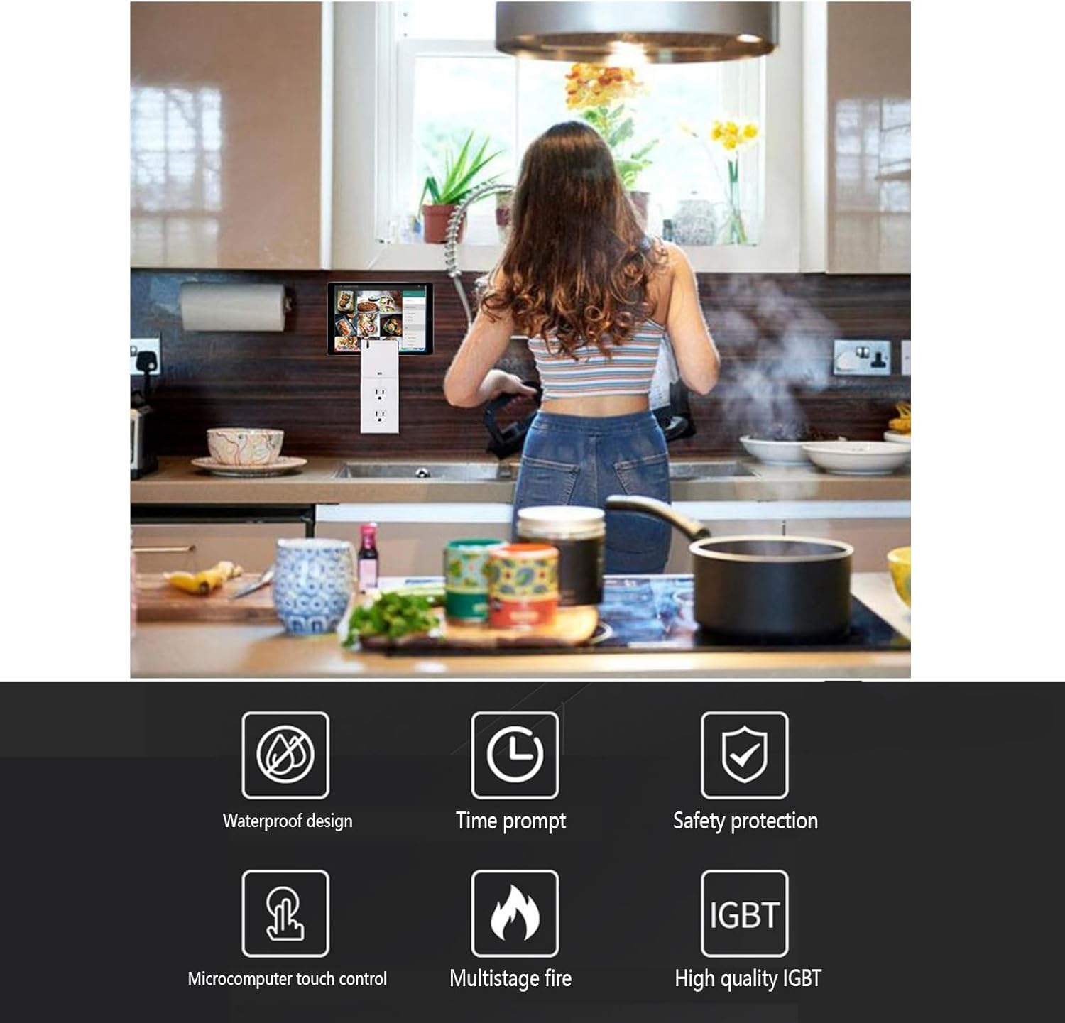 26 110V Electric Cooktop with Touch Control