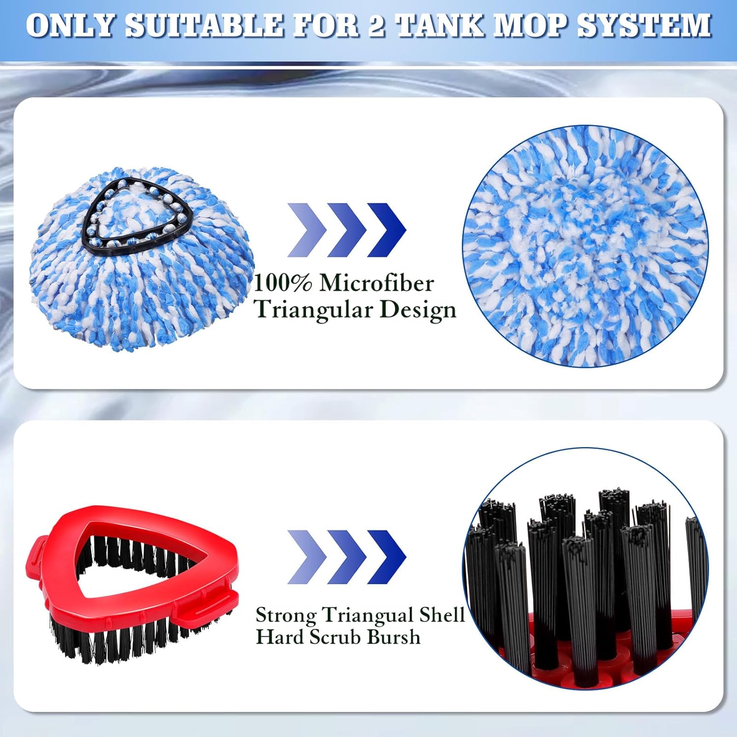 4-Pack Replacement Heads for Oceda RinseClean Mops Microfiber Mopping Set