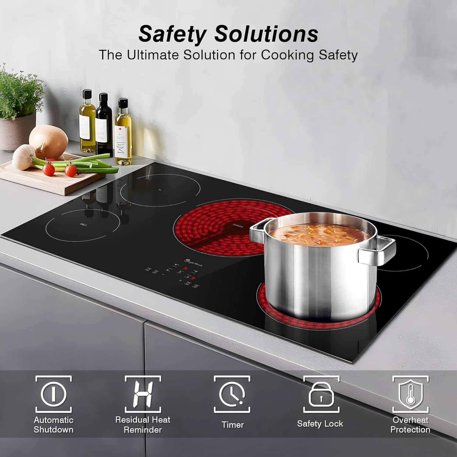 SingleHomie 5-Burner Built-In Electric Cooktop with Sensor Touch Control