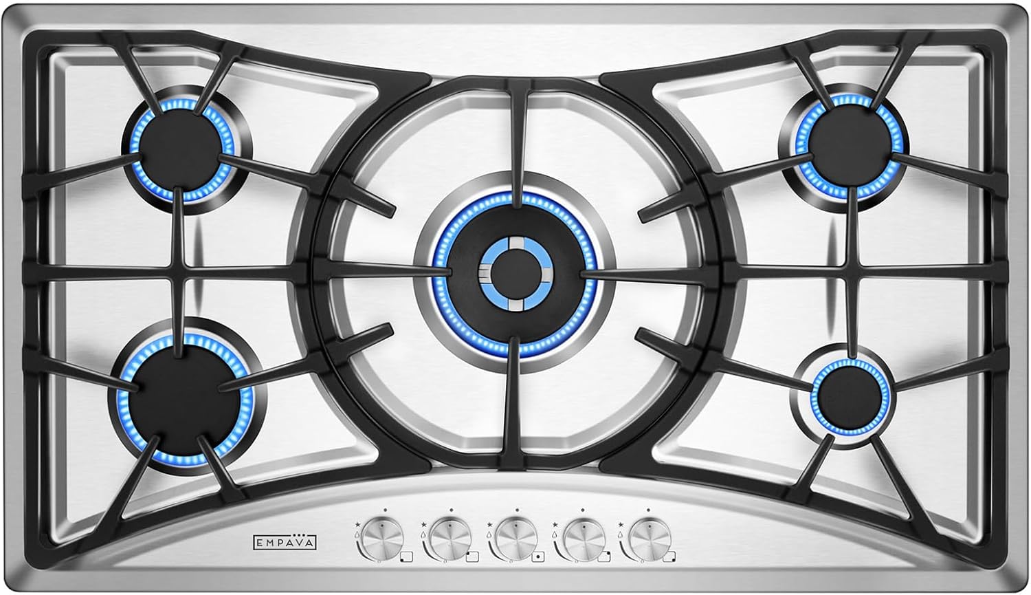 36-Inch LPGNG Convertible Gas Stove with Flame Protection