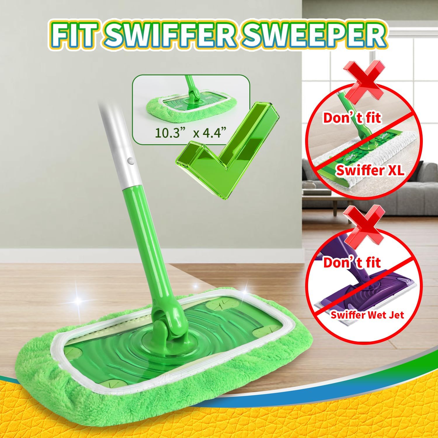 Reusable Chenille Mop Pads for Swiffer Sweeper 10-Piece Set