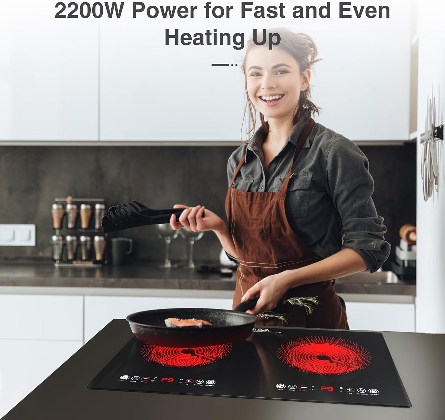 2-Burner Electric Cooktop with Timer and Safety Features