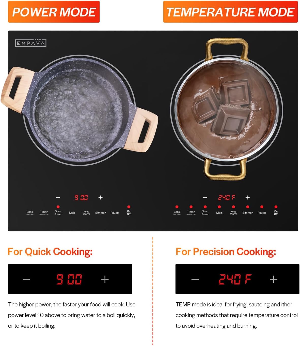 Empava Dual Burner Induction Cooktop for Kitchen RV Use