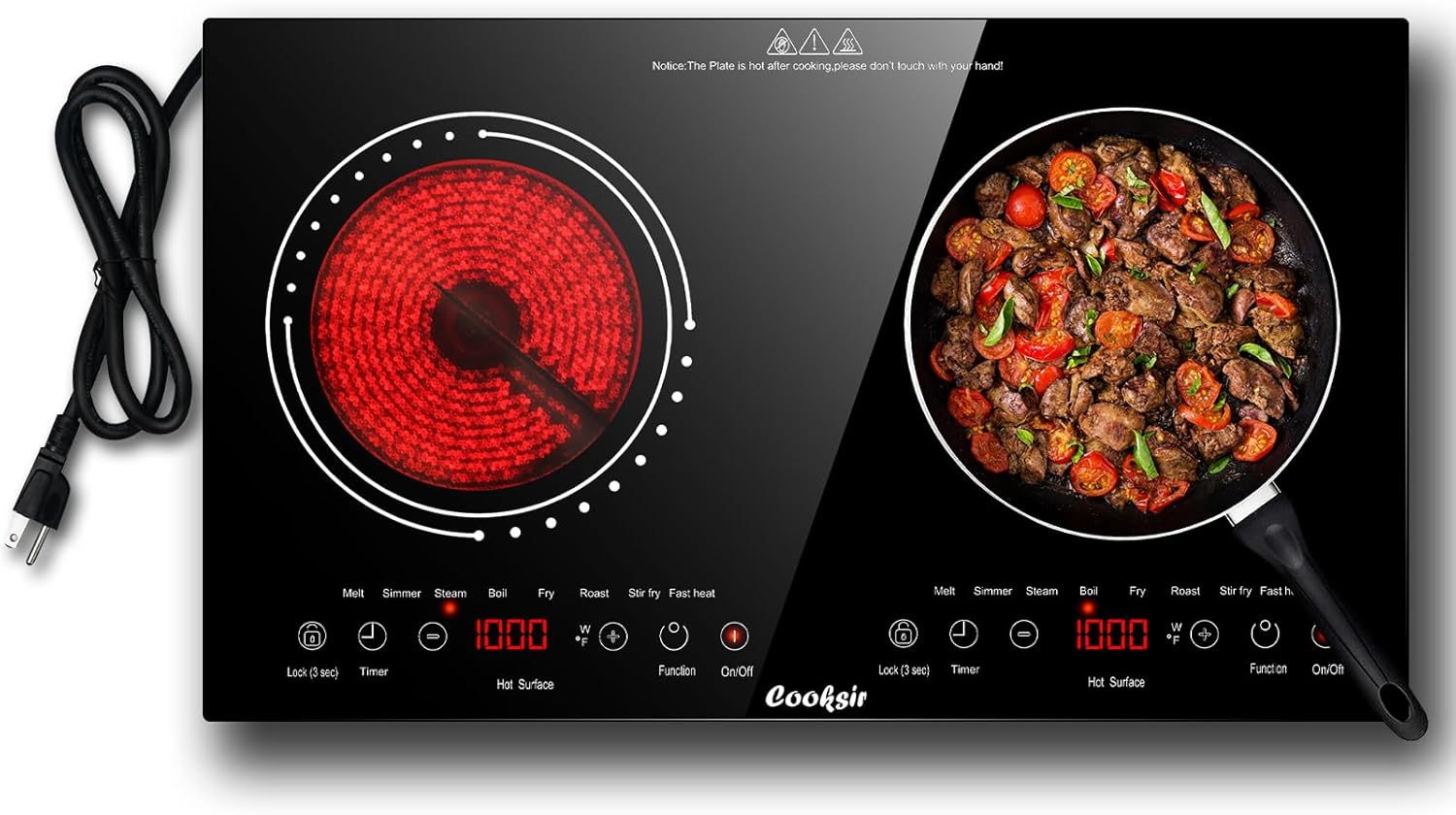 Safety-Centric 2-Burner Electric Cooktop - Built-In Countertop Option Timer Safety Lock