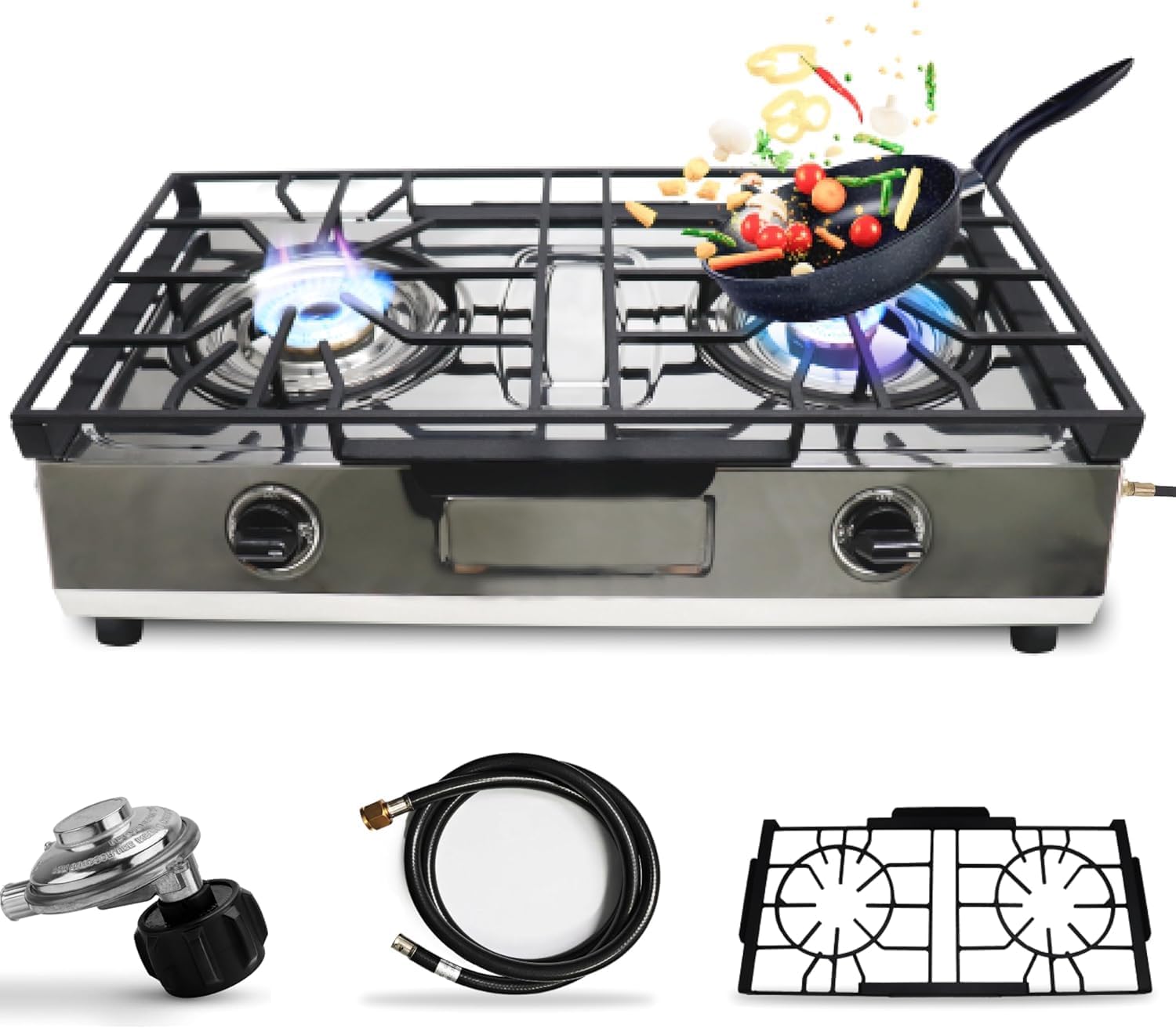 Dual-Burner Propane Stove for Outdoor Cooking