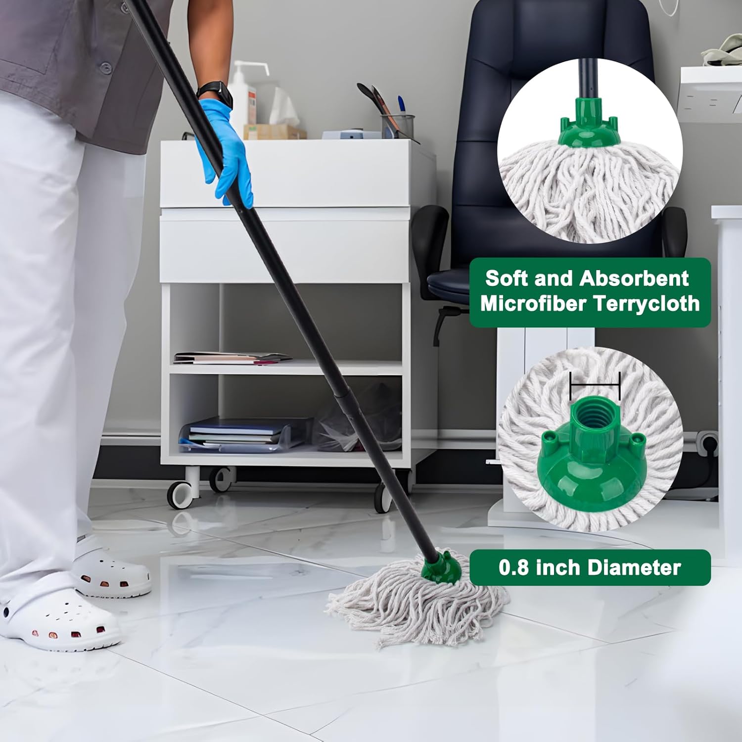 KeFanta 2-Piece Mop Set with 1 Handle and 2 Green Heads