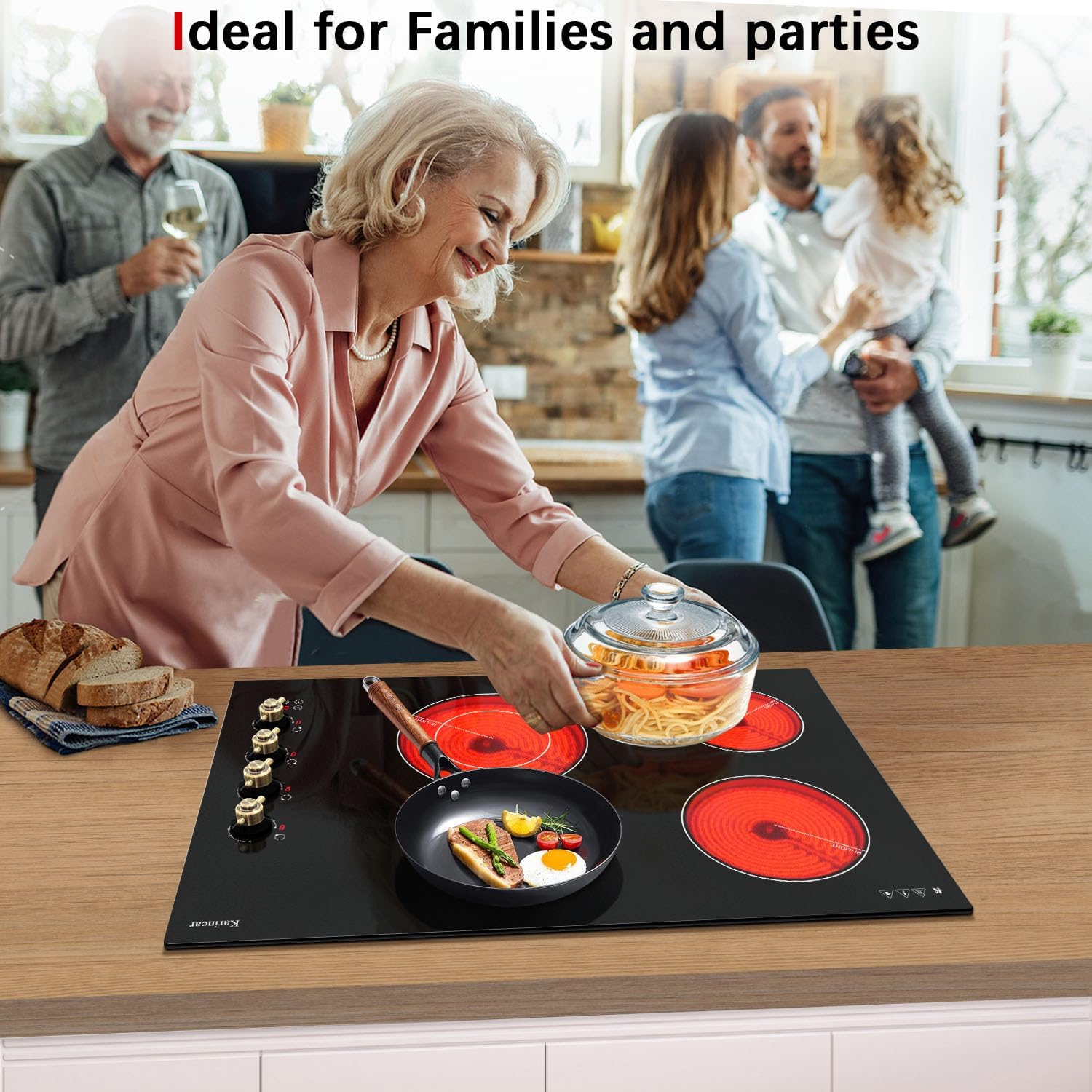 KarinAR Built-In Electric Cooktop 30-inch with Touch Knob Controls