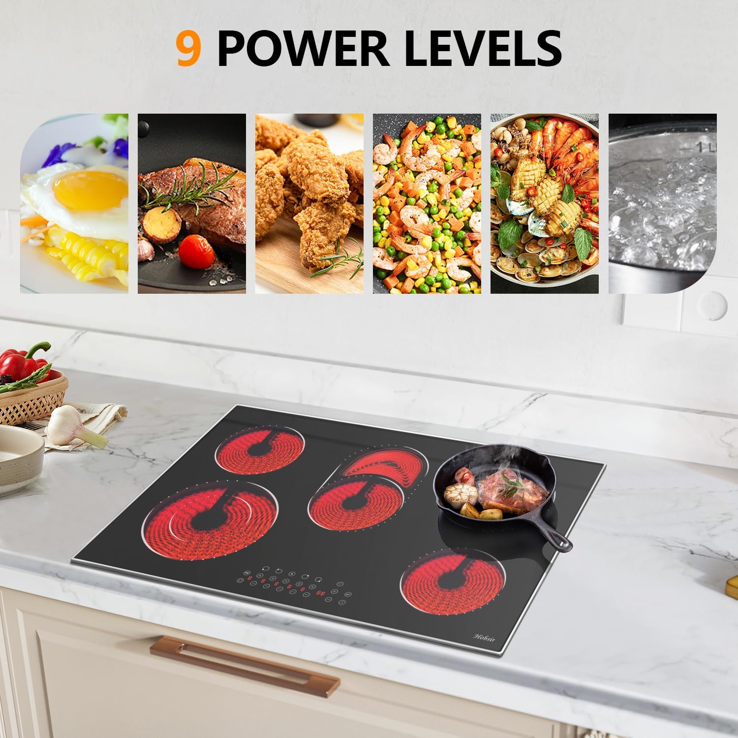 Modern Black 30 Electric Cooktop 8400W