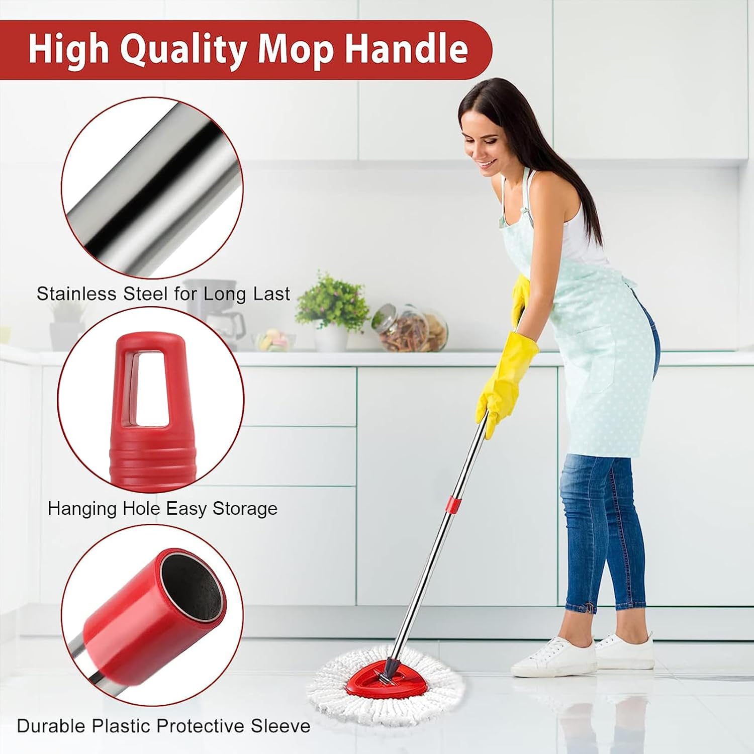 Two-Piece Mop Set for Perfect Cleaning with Microfiber Heads