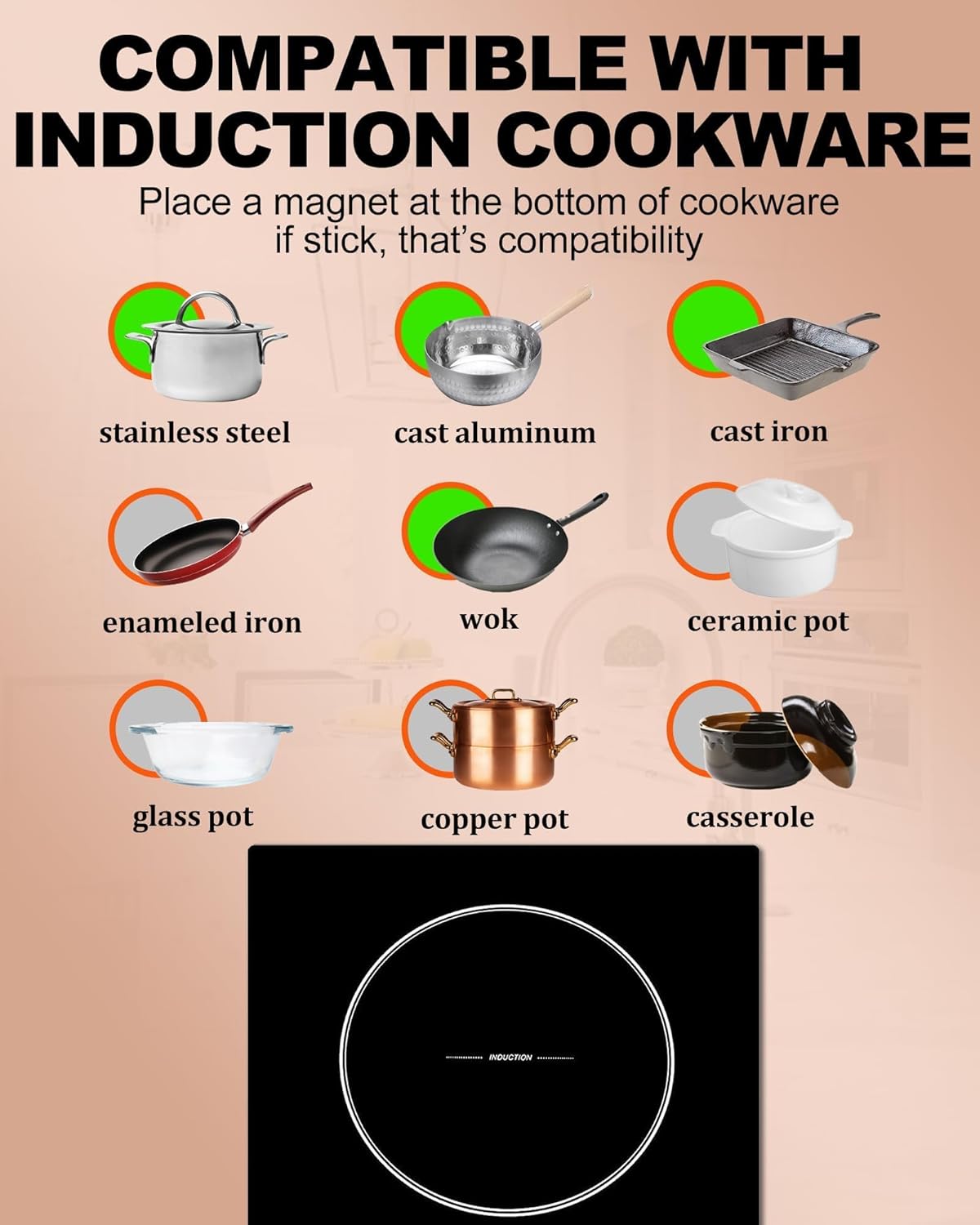 Weceleh 12-inch Induction Cooktop - 2 Burners 3300W Child Safety Timer