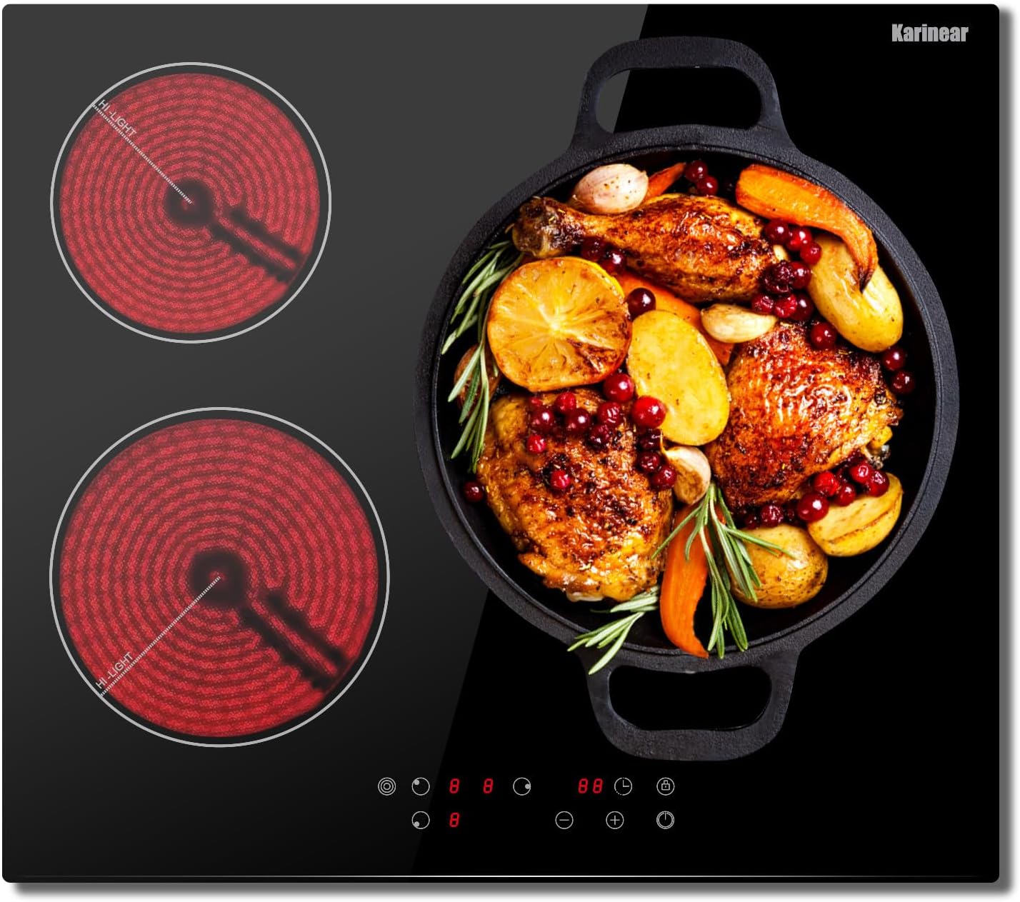 3-Burner Electric Cooktop 24 Built-In Ceramic Glass for Perfect Cooking