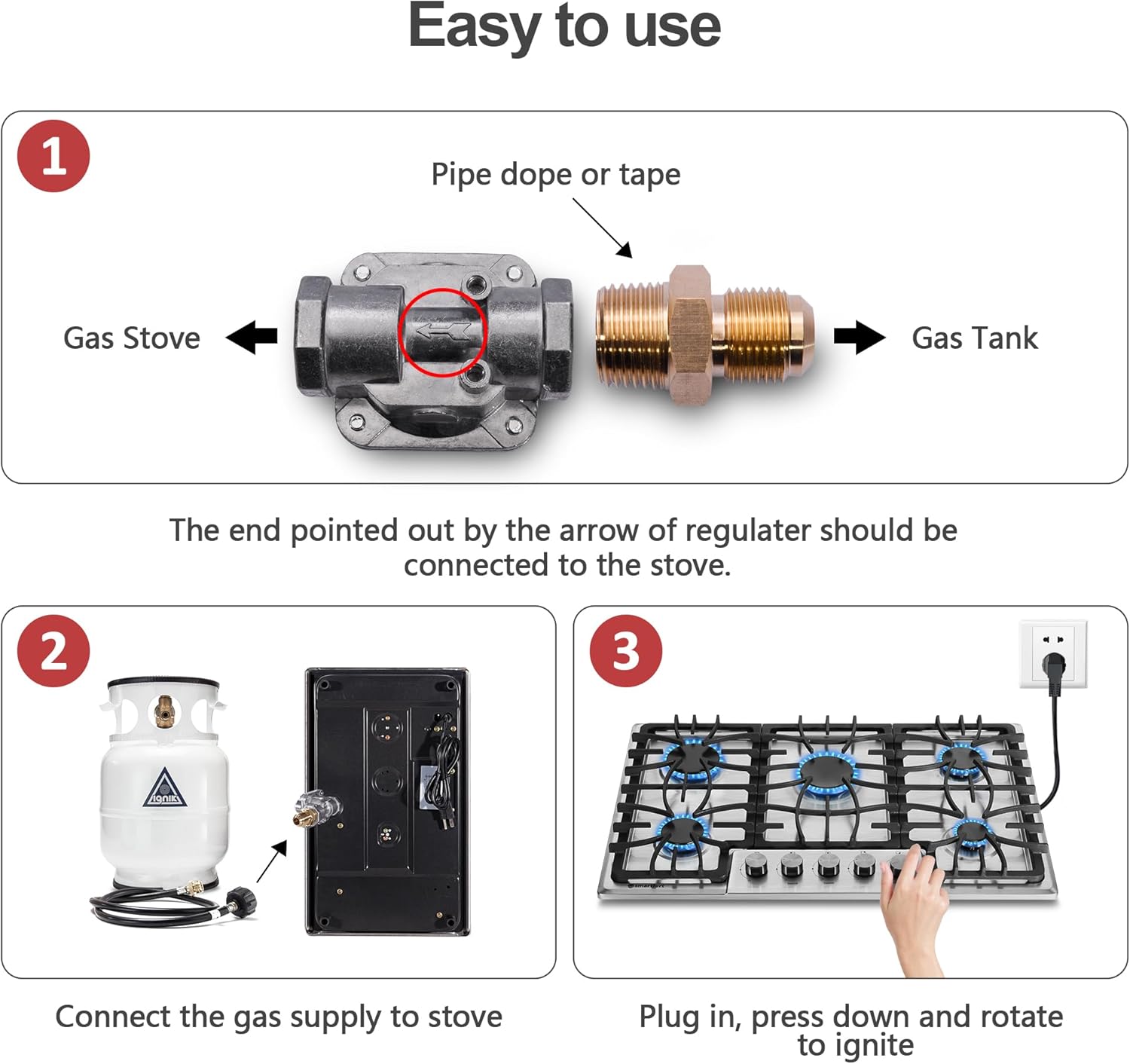 5-Burner Gas Cooktop High Power Dual Fuel with Thermocouple Protection