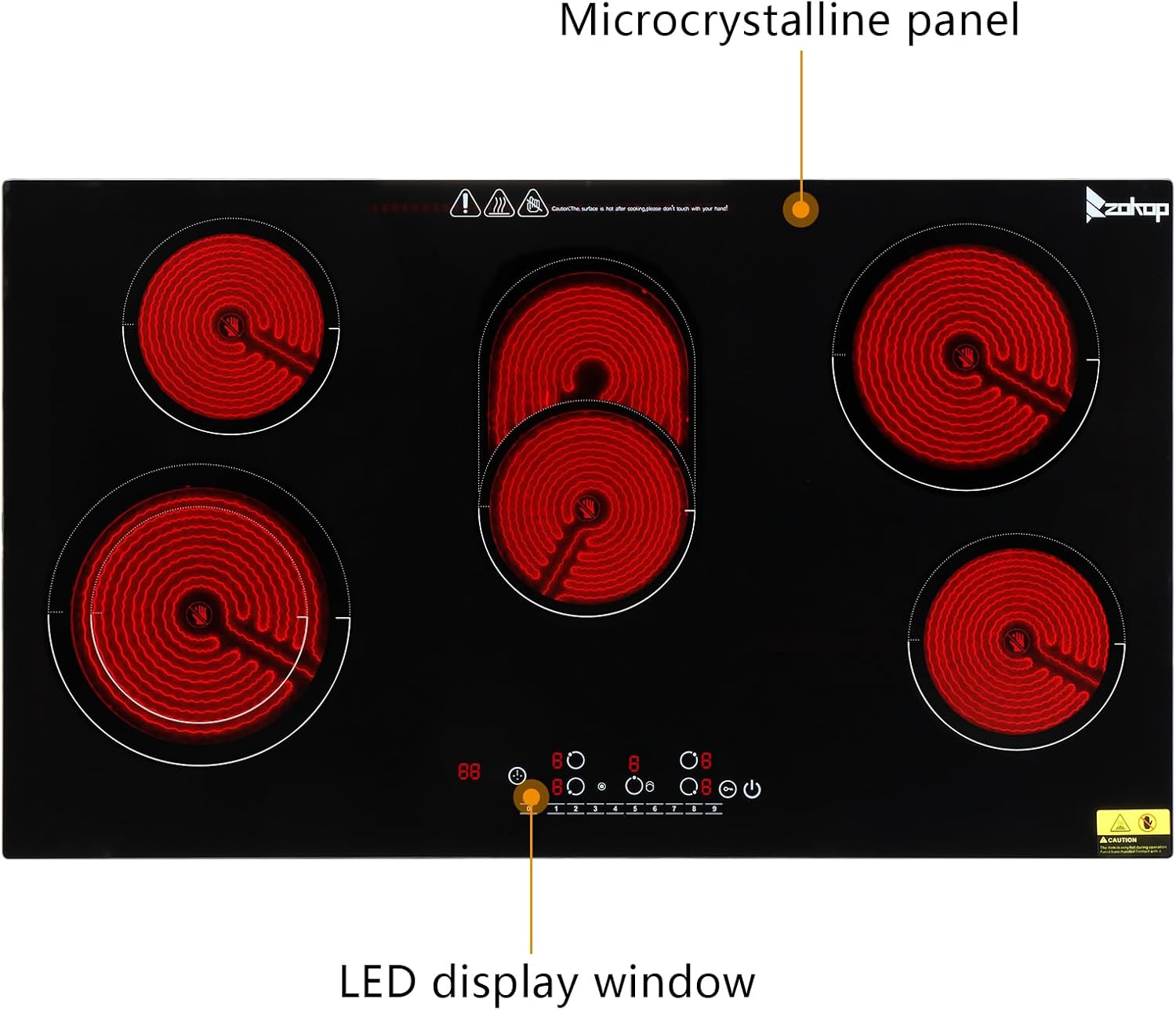 Winado 5-Burner Electric Dual Surface Cooktop with Timer Safety Lock