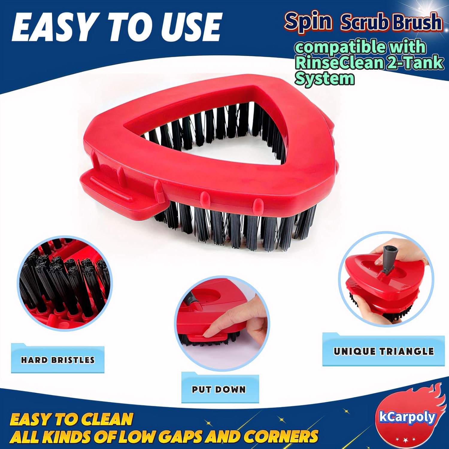 kBPoly scrub brush 2 Pack Mop Heads Replacement for Tile Shower Cleaning