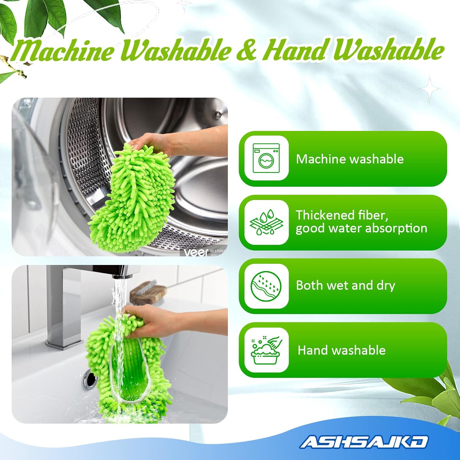 Reusable Mop Pad Refill 8-Pack Swiffer Compatible Microfiber Chenille
