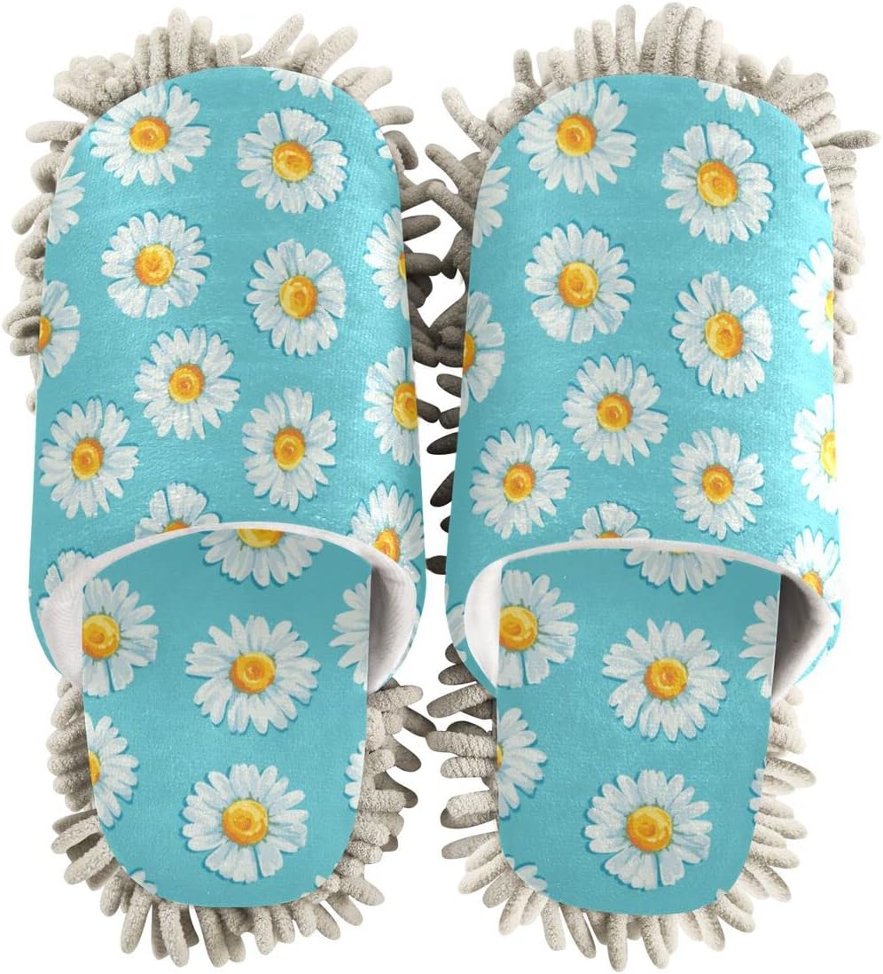Daisy Flowers Super Soft Mop Slippers for Clean Your Home
