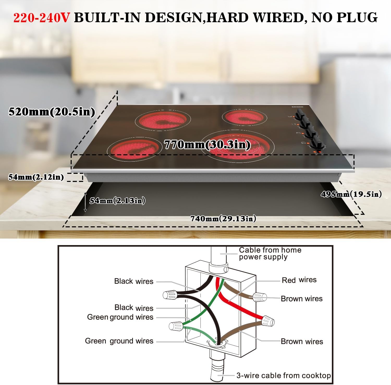 Secure 30-inch Electric Cooktop Built-In Safety