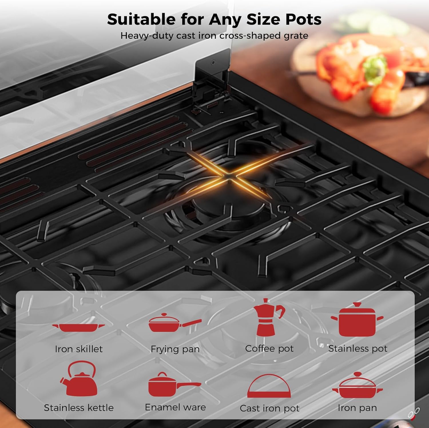 CAMPLUX RV Stove 3 Burners 21000 BTU - Propane Cooktop forRV