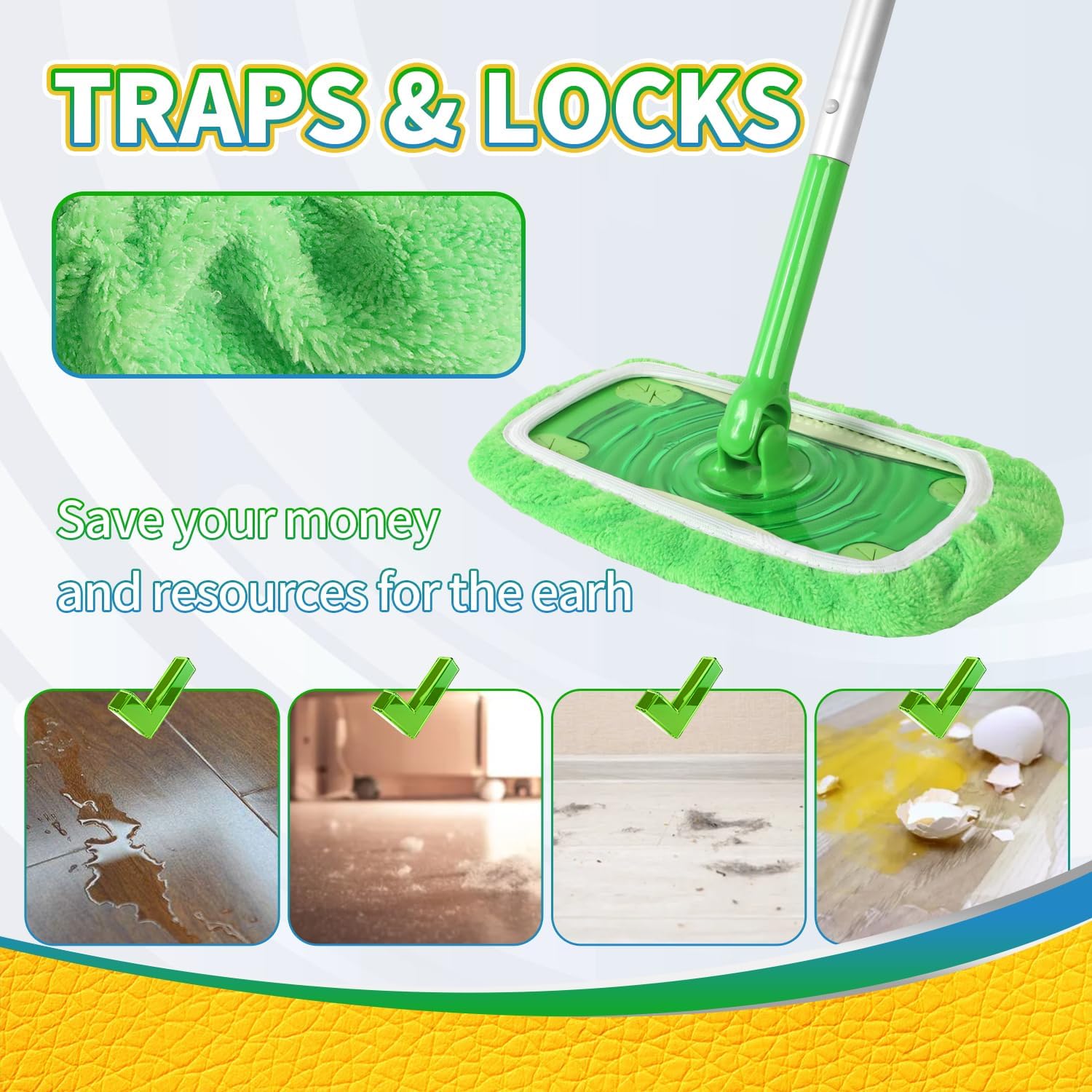 Reusable Chenille Mop Pads for Swiffer Sweeper 10-Piece Set
