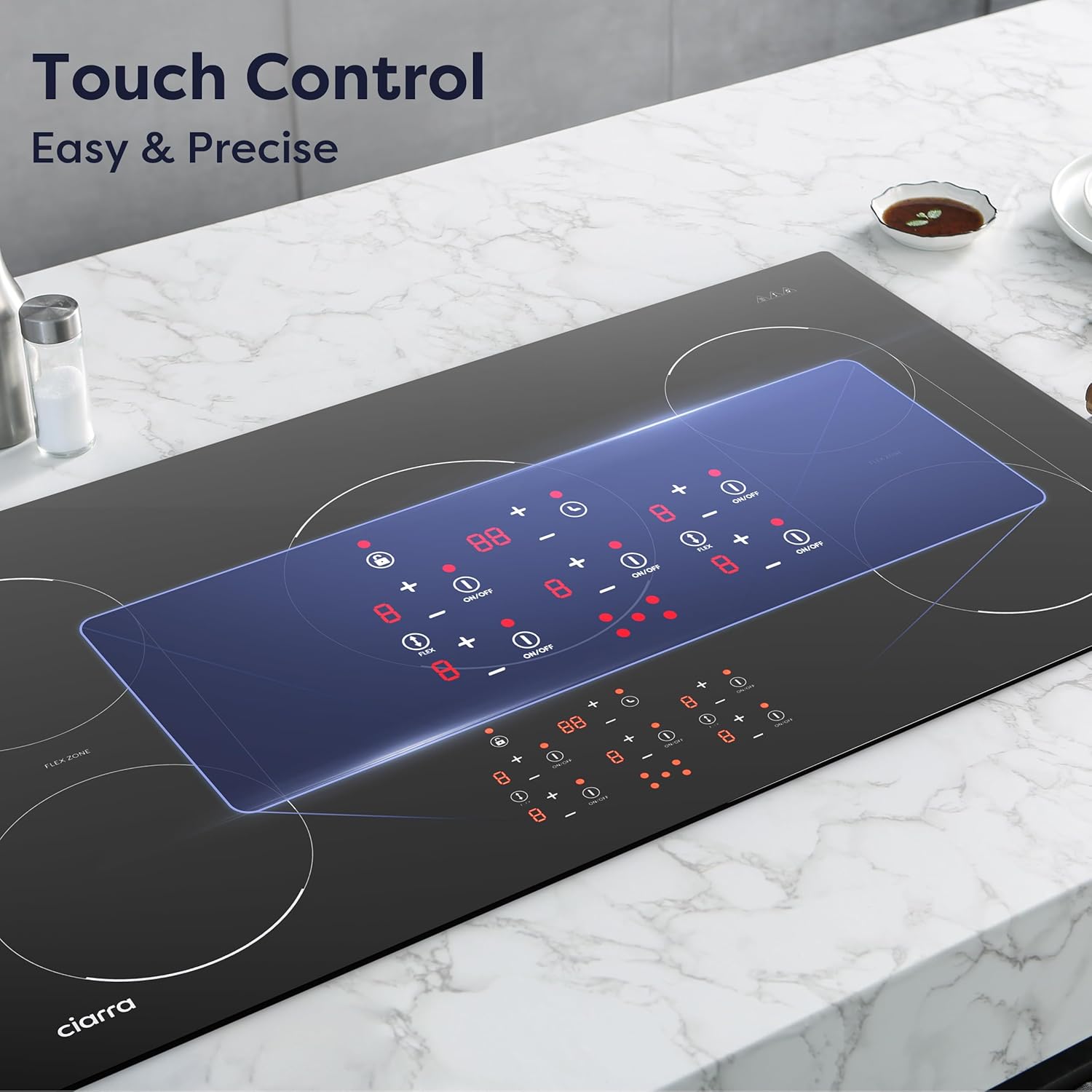 CIARRA 36-inch Induction Cooktop - Premium Build Dual Flexibility Power and Safety