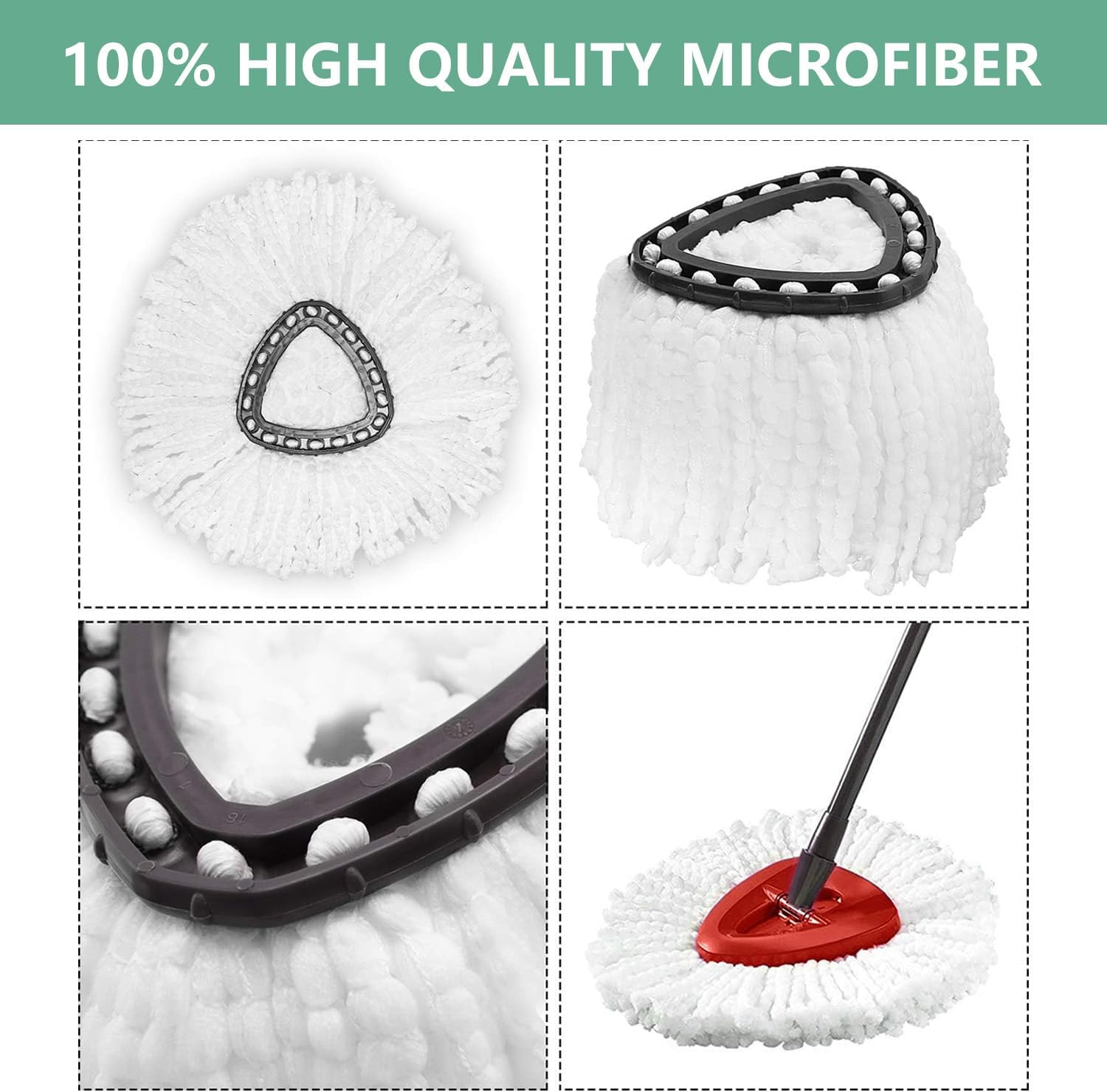 10-Pack Mop Replacement Heads - Microfiber - Easy to Replace