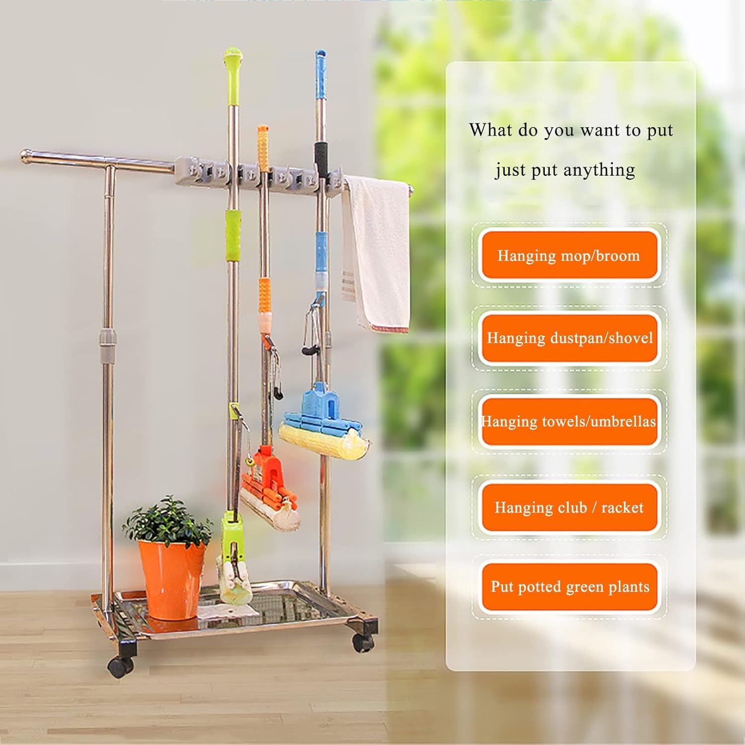 Broom Mop Ryder Durable Rust-Proof Mop Broom Rack for Home Business