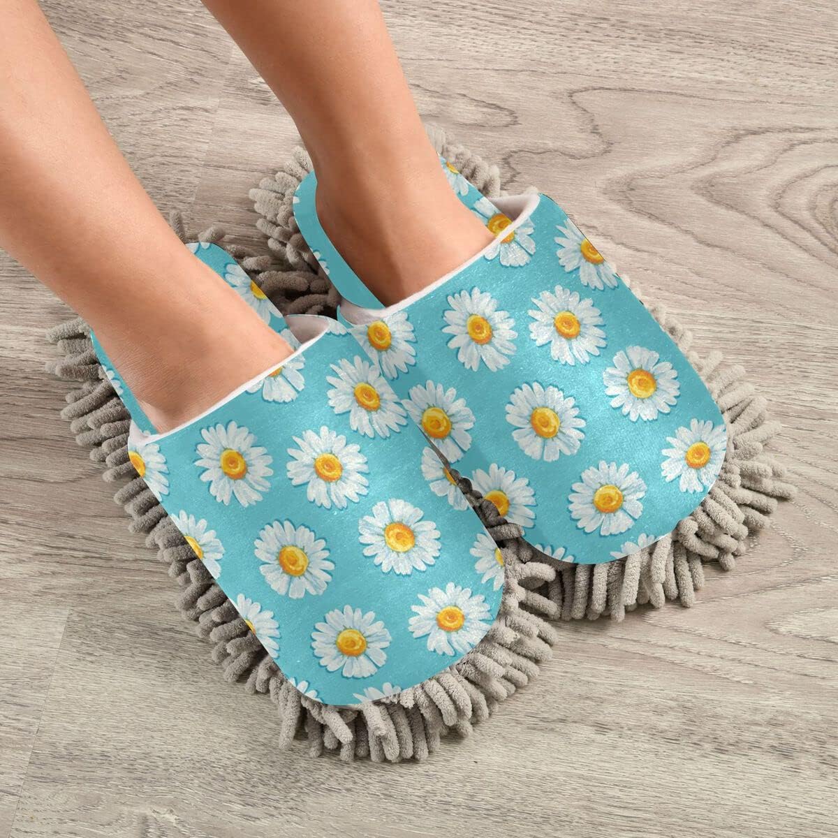 Daisy Flowers Super Soft Mop Slippers for Clean Your Home