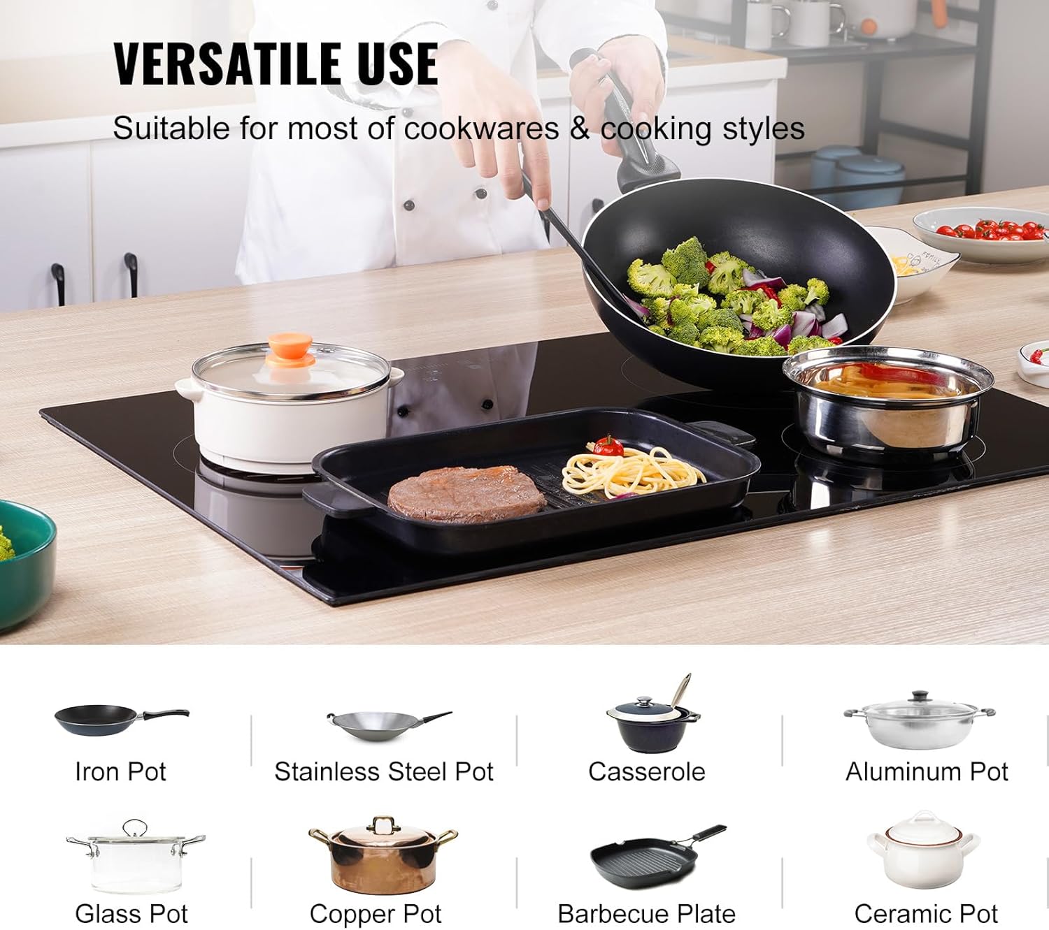 4-Burner Electric Cooktop Sensor Touch Control 30 Space Saving 240V