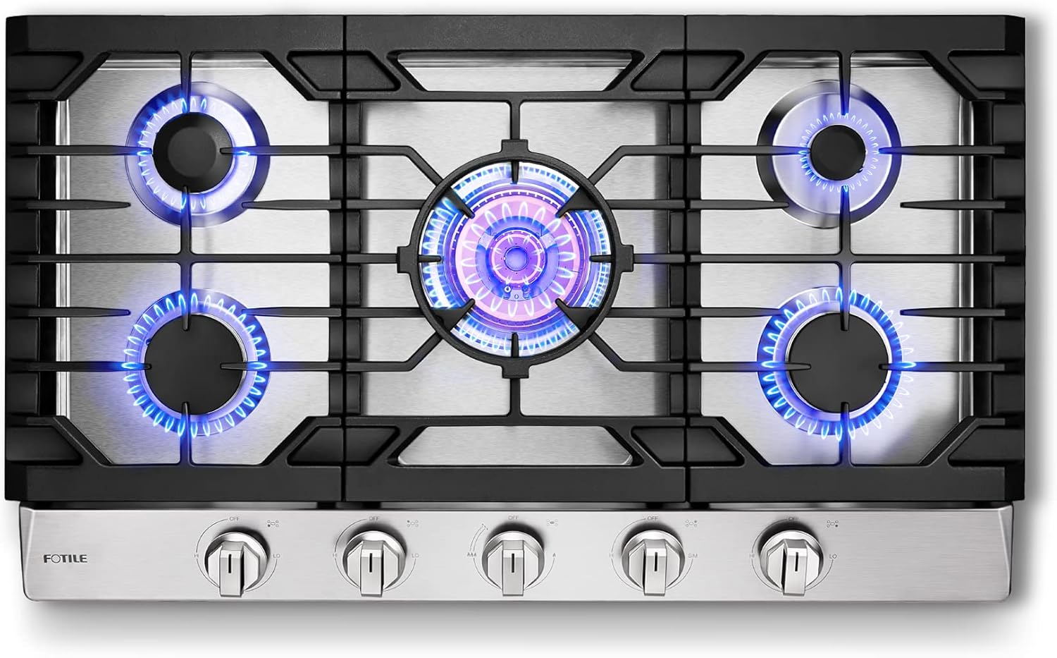 FOTILE 36 5-Burner Gas Cooktop with Flame Protection Stainless Steel