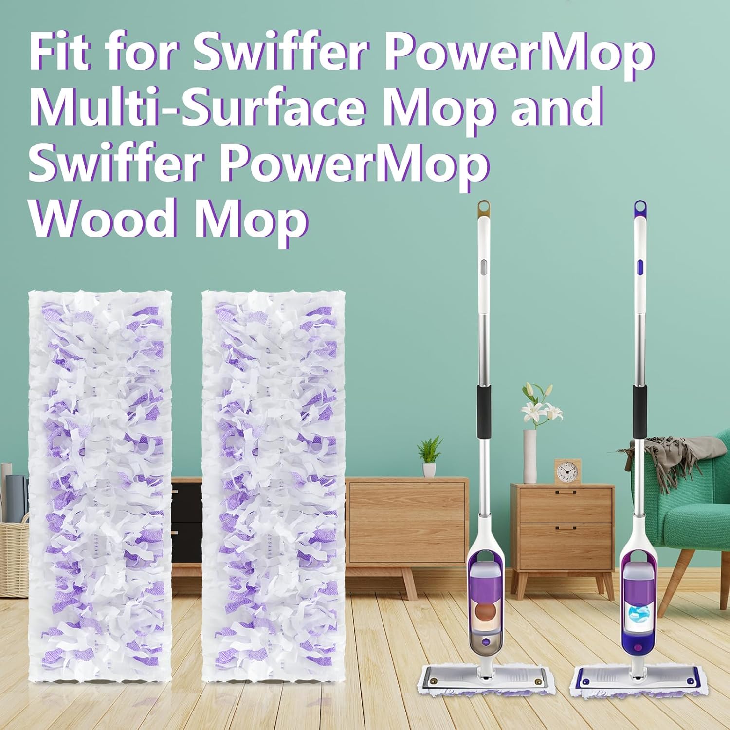 30 Power Mop Pads for Swiffer Multi-Surface Wood Mops