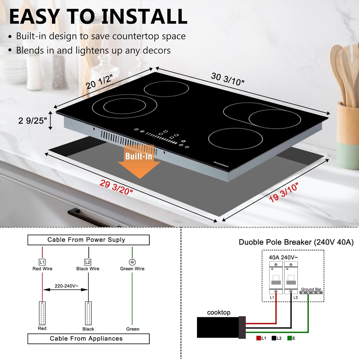 ECOTOUCH 30 Built-in Electric Cooktop