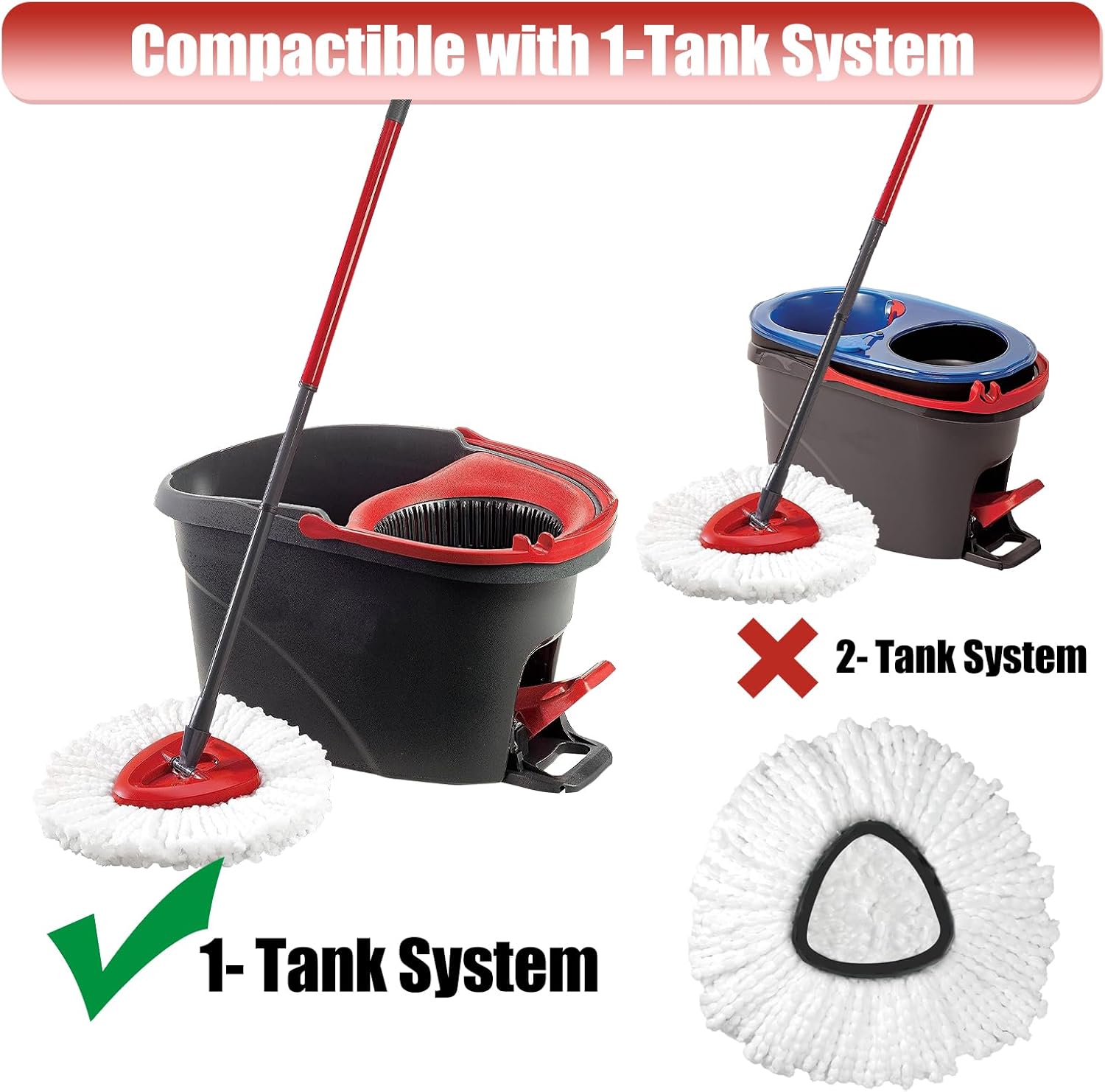 Mop Head Replacement 3-Pack O Cedar EasyWring 1-Tank System