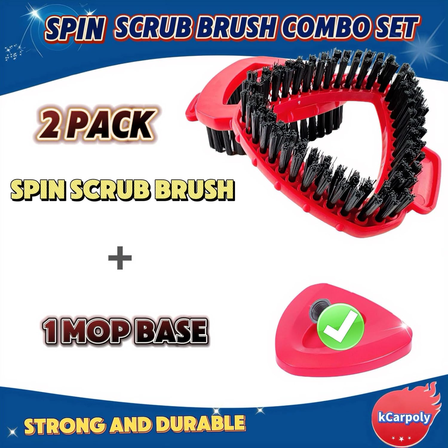 kBPoly scrub brush 2 Pack Mop Heads Replacement for Tile Shower Cleaning