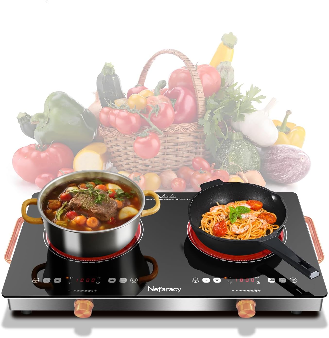 2-Burner Electric Cooktop 2000W Power 24 Inch Safe Portable Timer Included