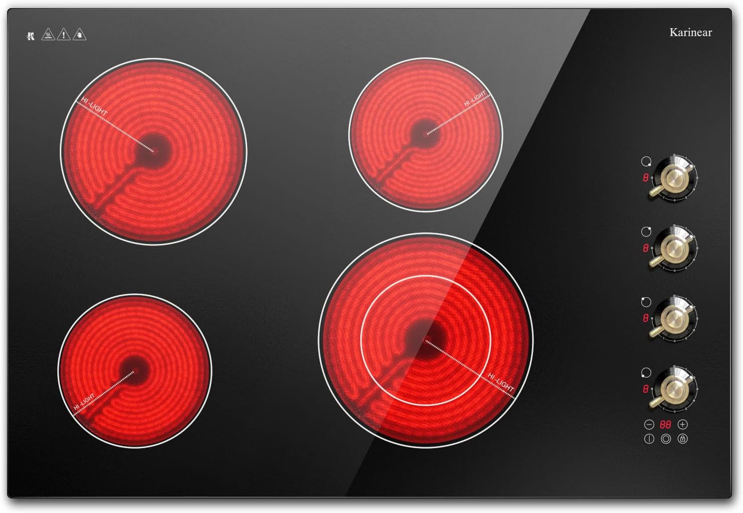 KarinAR Built-In Electric Cooktop 30-inch with Touch Knob Controls