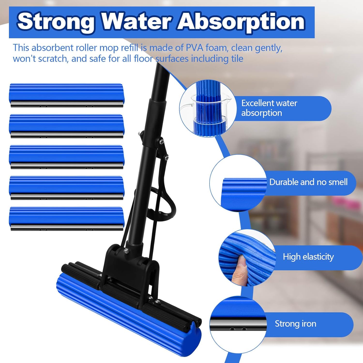 10 Pcs PVA Sponge Mop Heads