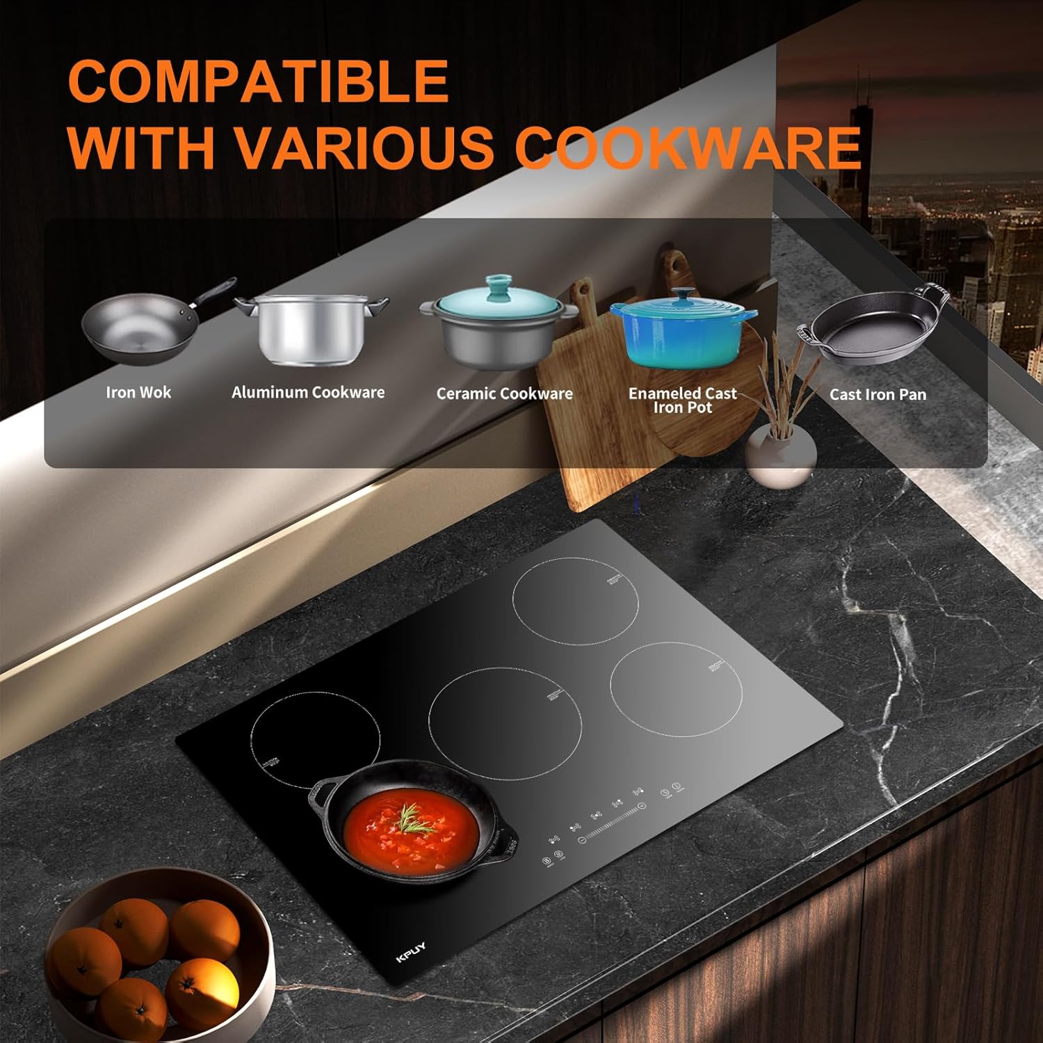 KPUY 5-Burner Electric Induction Cooktop with Timer