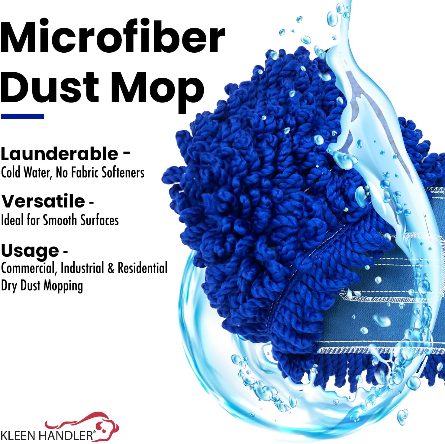 Kleen Handler 24-inch Microfiber Dust Mop Head Replacement Pack of 3